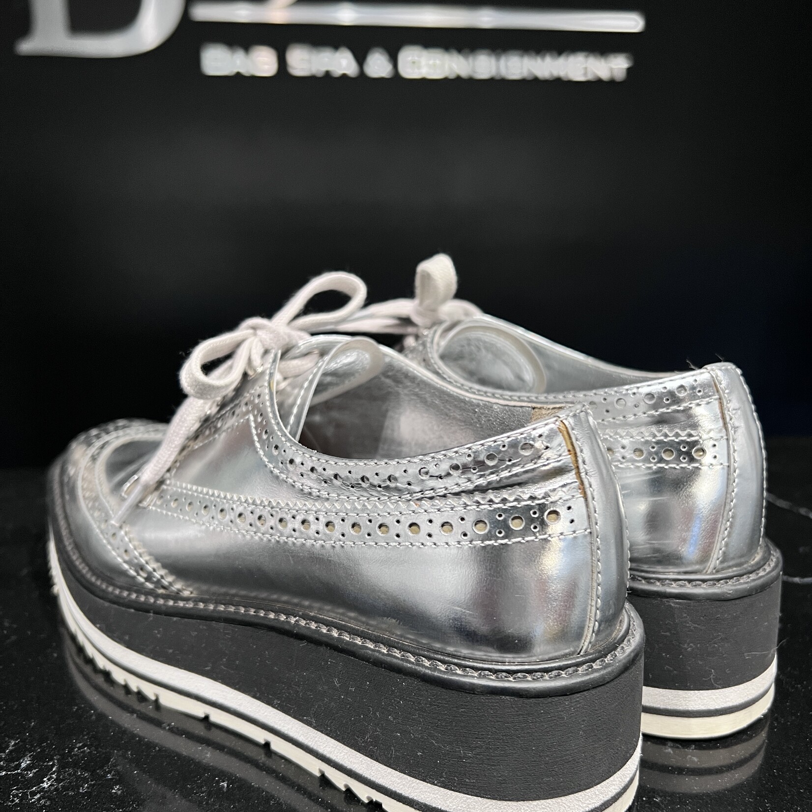 Prada SOLD - Prada Silver Dress Shoes - 37