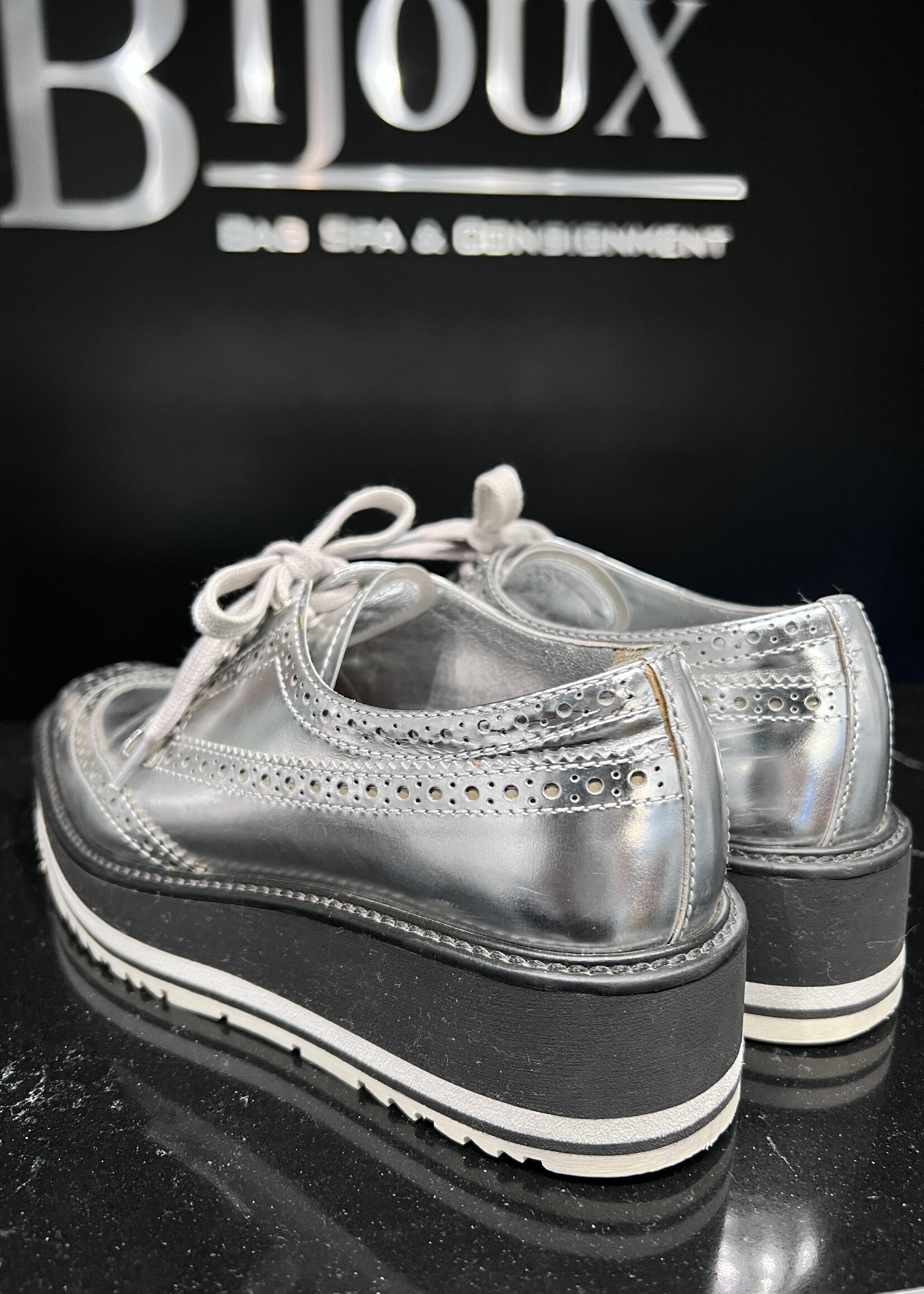 Prada SOLD - Prada Silver Dress Shoes - 37