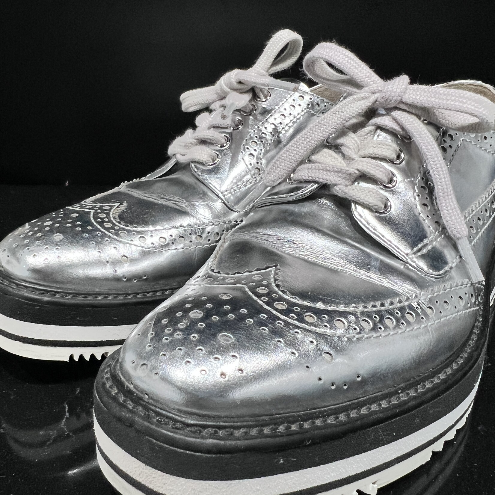 Prada SOLD - Prada Silver Dress Shoes - 37