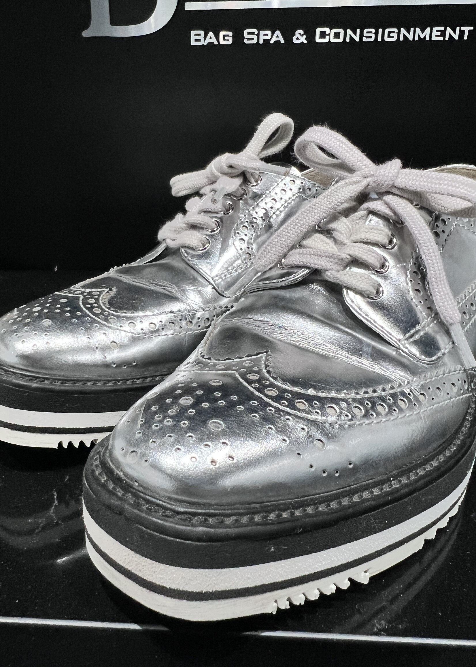 Prada SOLD - Prada Silver Dress Shoes - 37