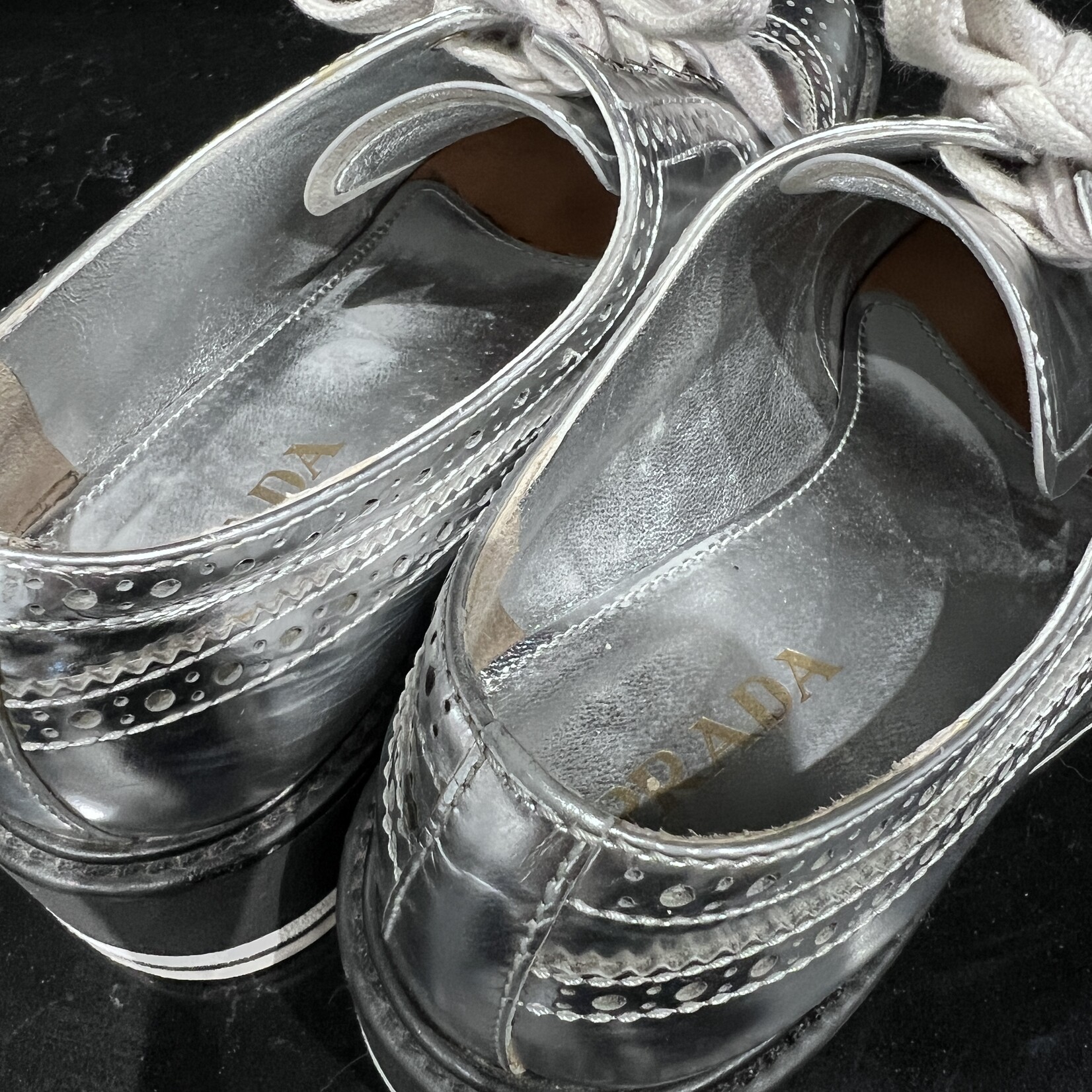 Prada SOLD - Prada Silver Dress Shoes - 37