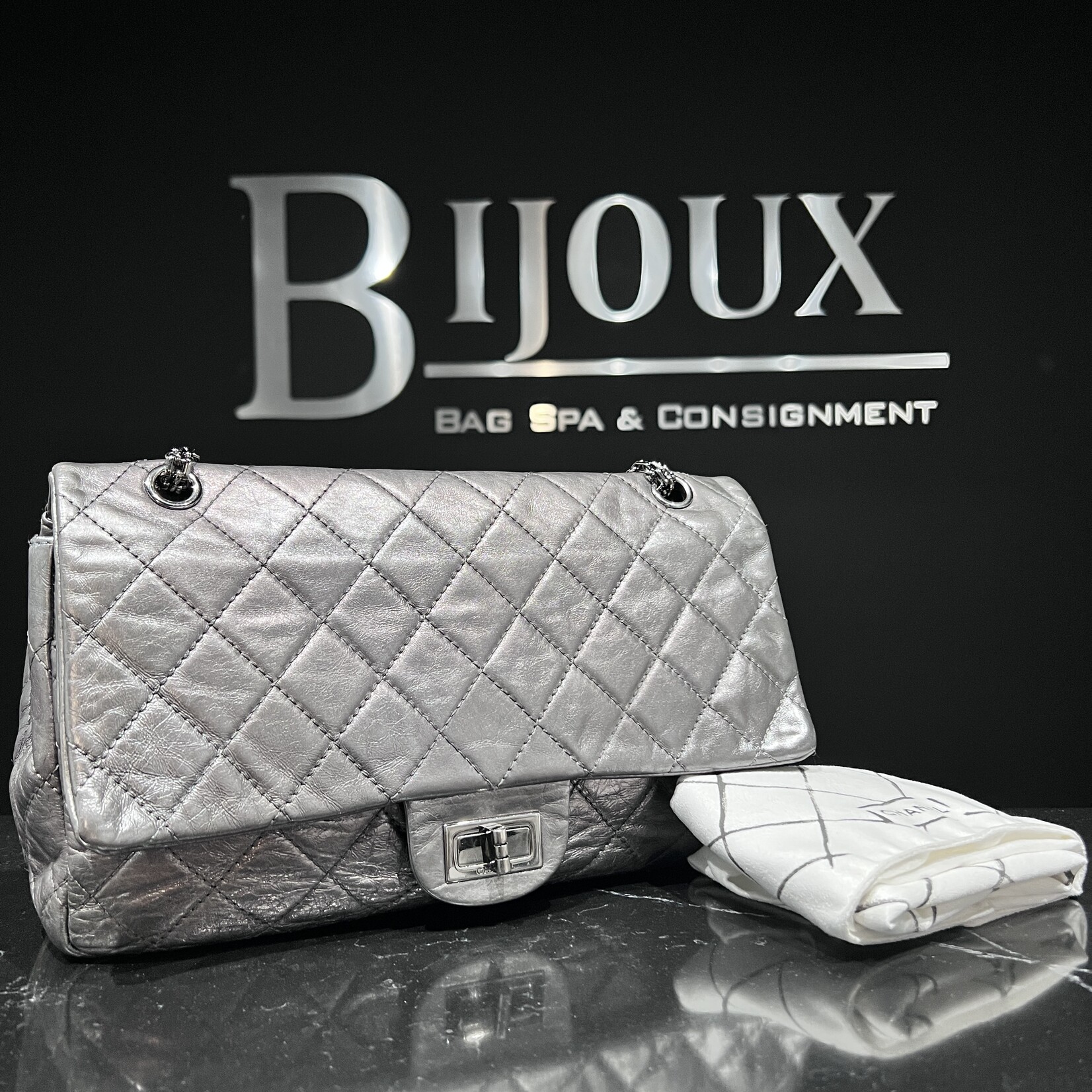 Chanel SOLD - Chanel Reissue 227 Aged Calfskin Dark Silver