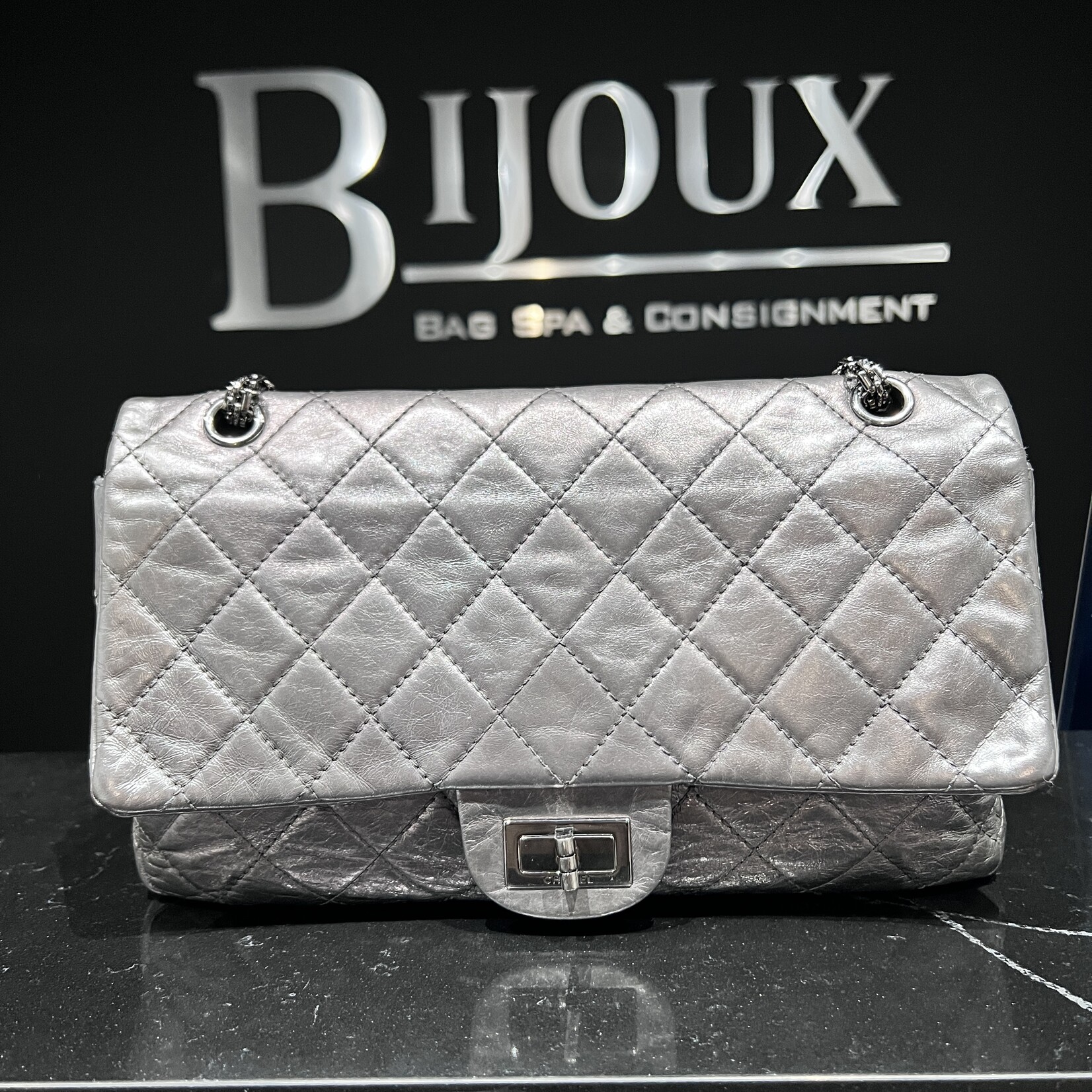 Chanel SOLD - Chanel Reissue 227 Aged Calfskin Dark Silver
