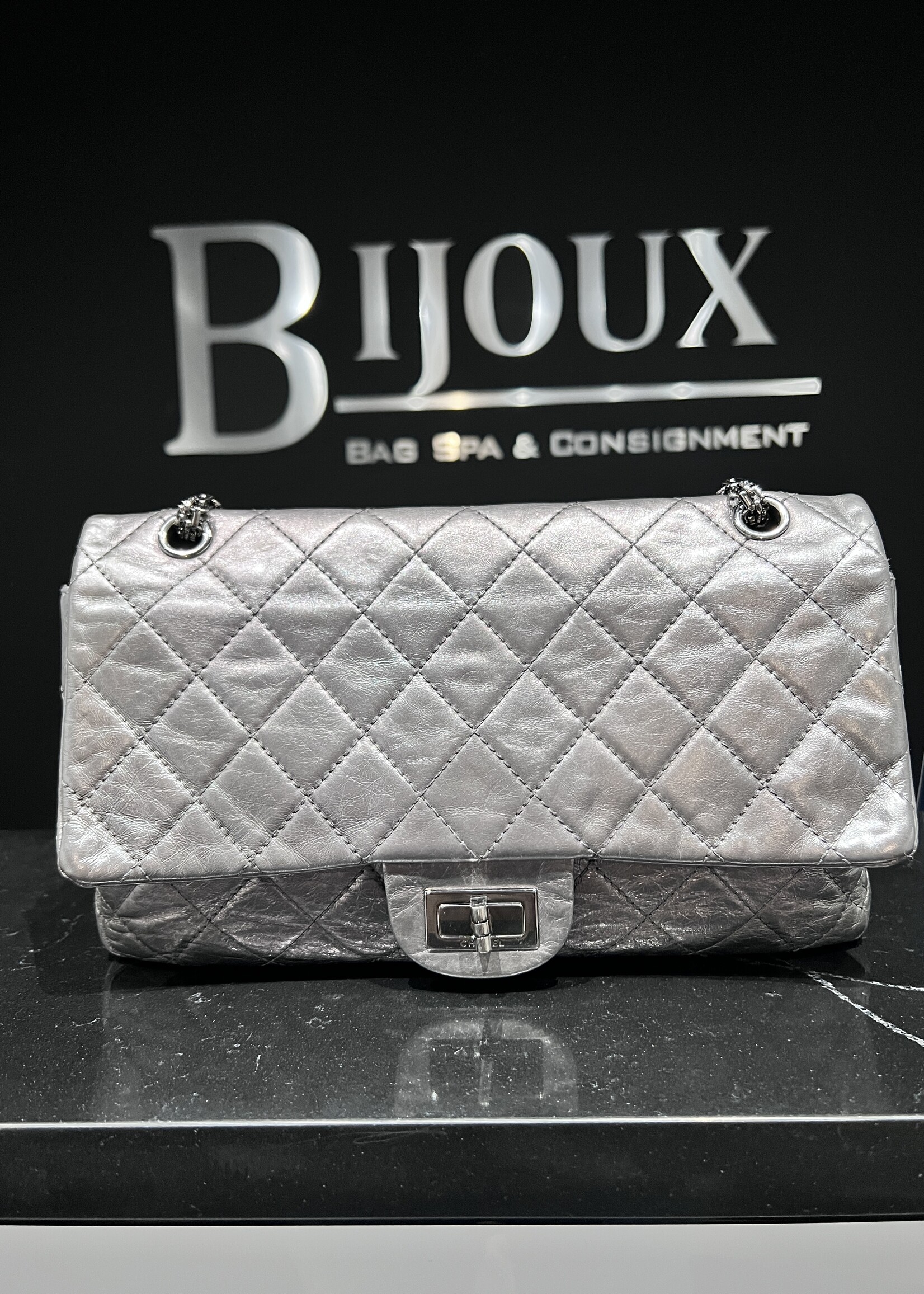 Chanel SOLD - Chanel Reissue 227 Aged Calfskin Dark Silver