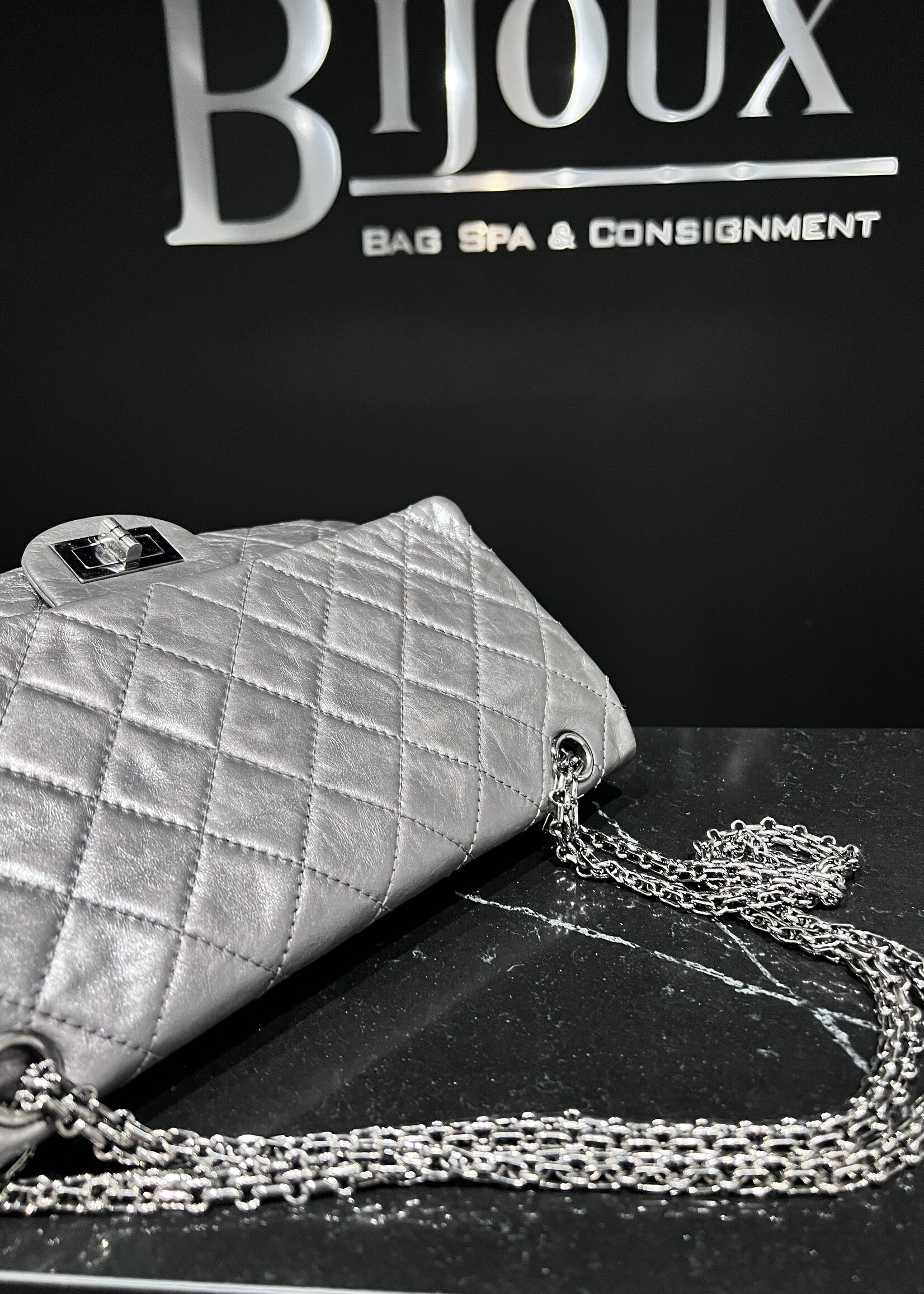 Chanel SOLD - Chanel Reissue 227 Aged Calfskin Dark Silver