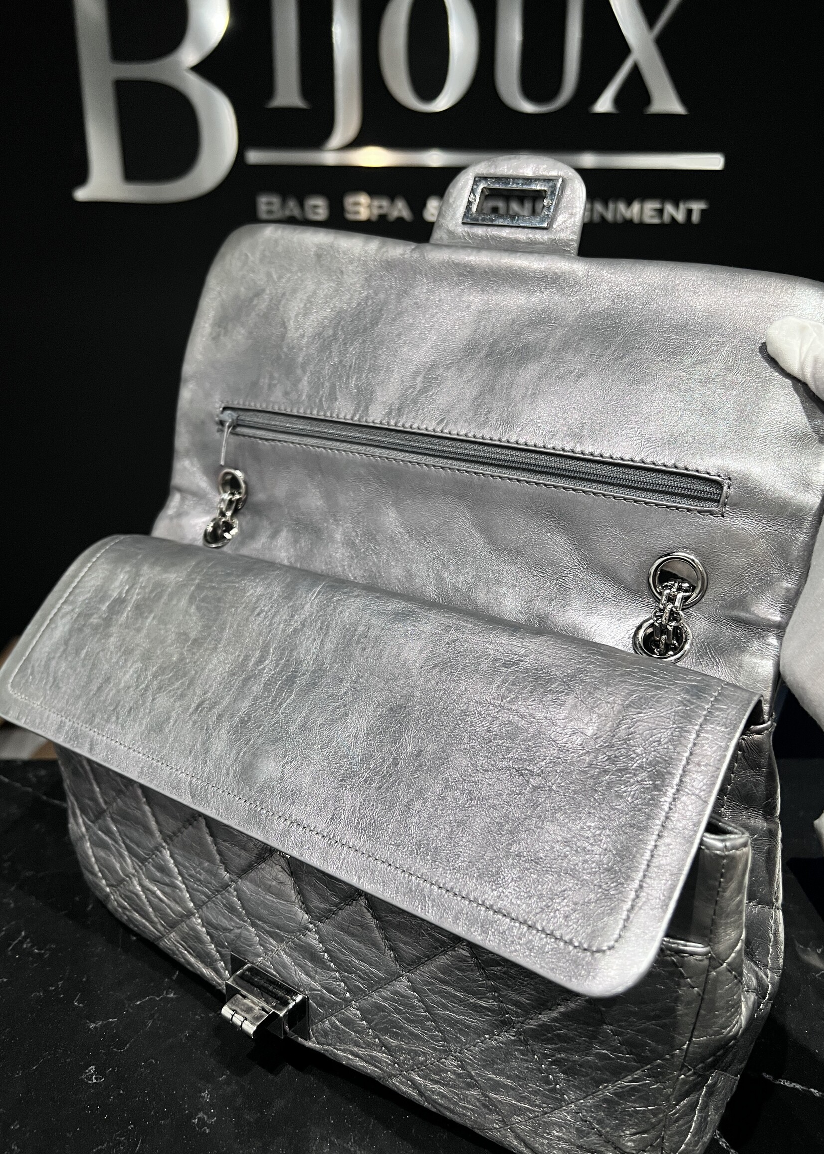 Chanel SOLD - Chanel Reissue 227 Aged Calfskin Dark Silver