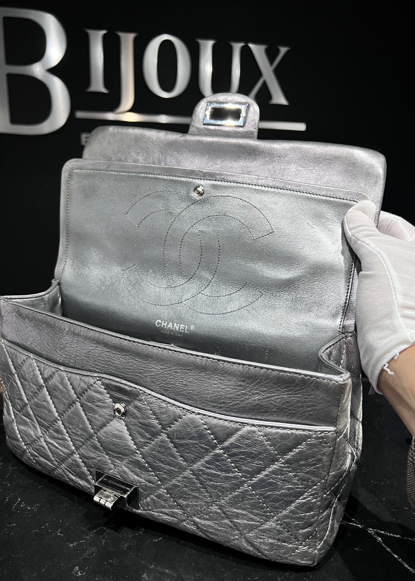 Chanel SOLD - Chanel Reissue 227 Aged Calfskin Dark Silver