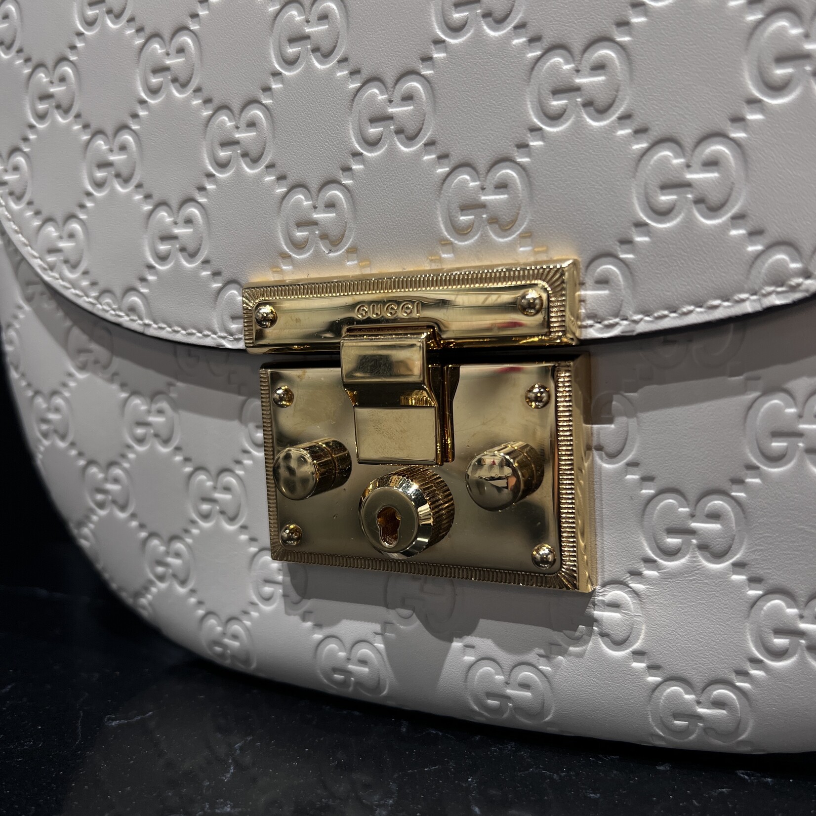 Gucci SOLD- Gucci Guccissima Saddle Padlock Bag