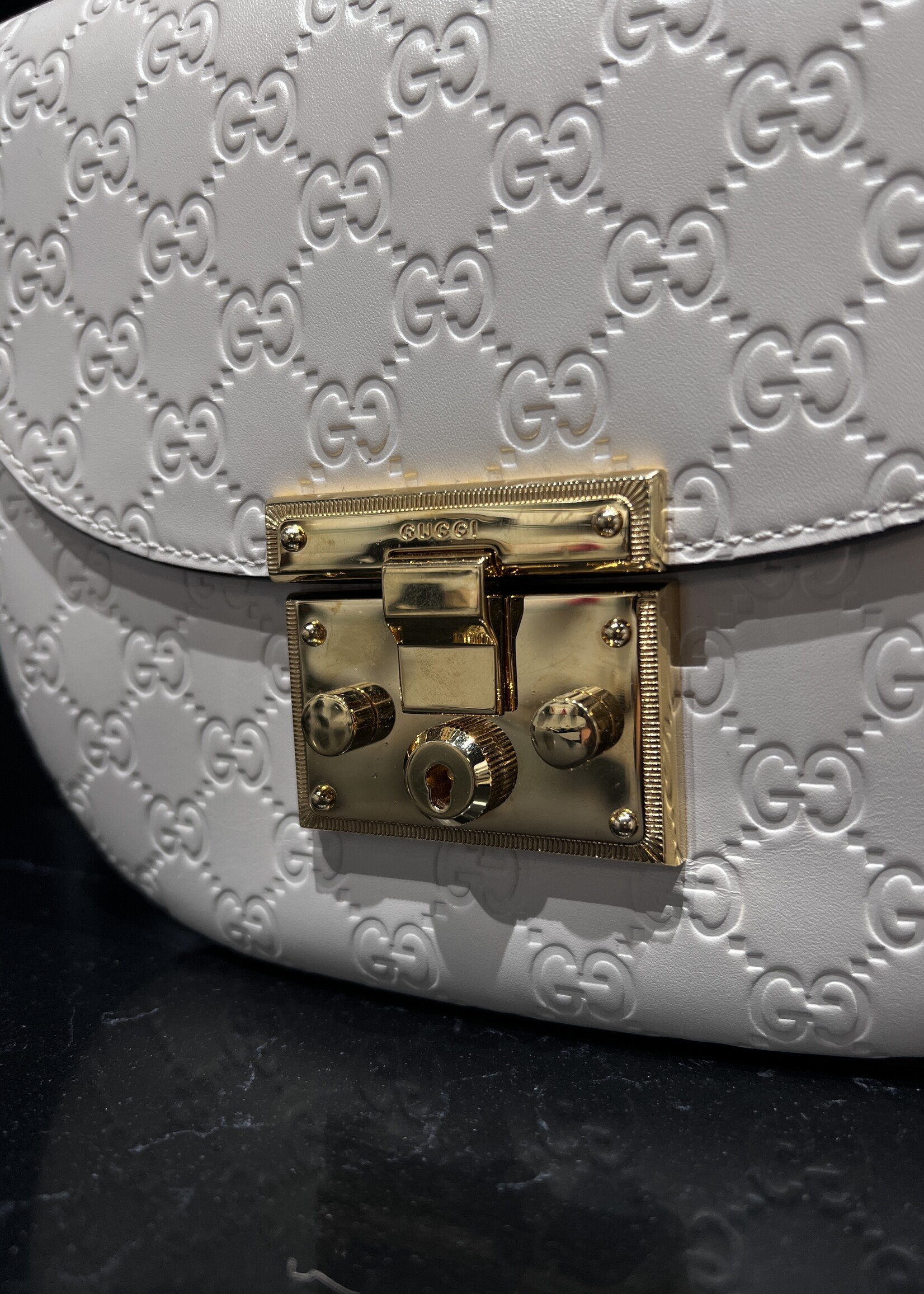Gucci SOLD- Gucci Guccissima Saddle Padlock Bag