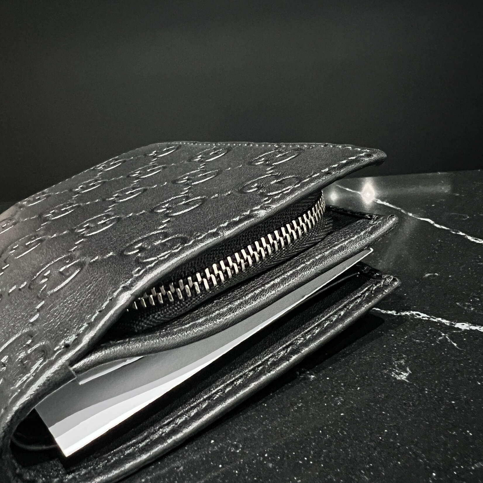 Gucci SOLD- Gucci Guccissima Soft Black Lovely Wallet