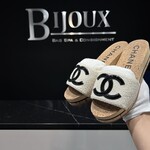 Chanel SOLD - Chanel  Tweed Patent Slides 39