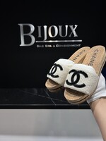 Chanel SOLD - Chanel  Tweed Patent Slides 39