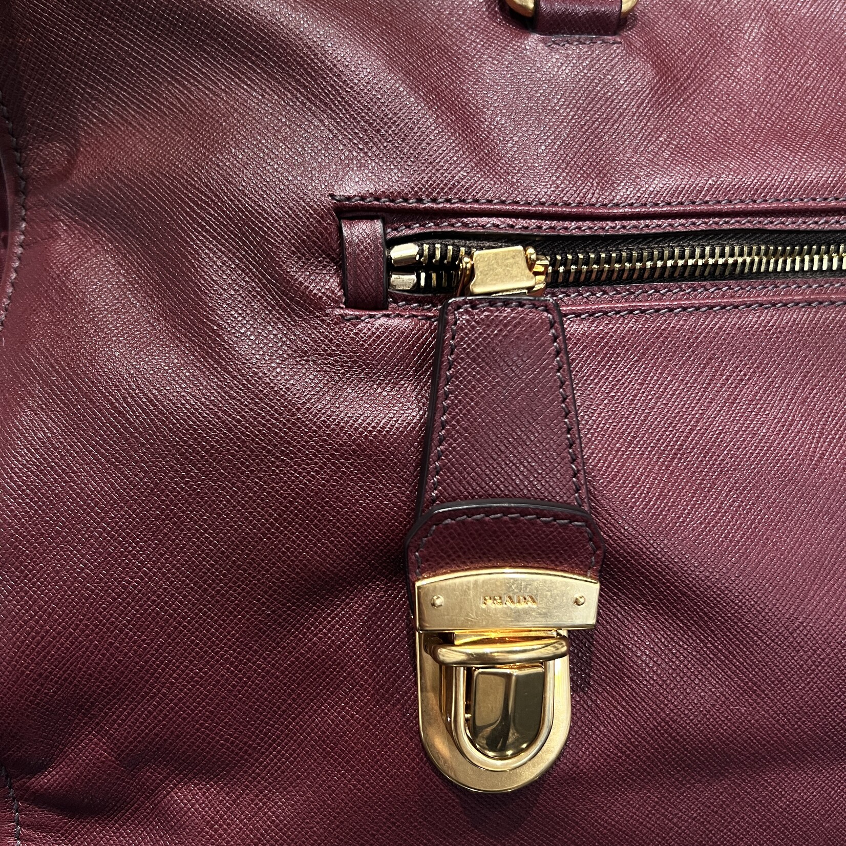 Prada SOLD- Prada Bauletto Amranto Saffiano Tessuto