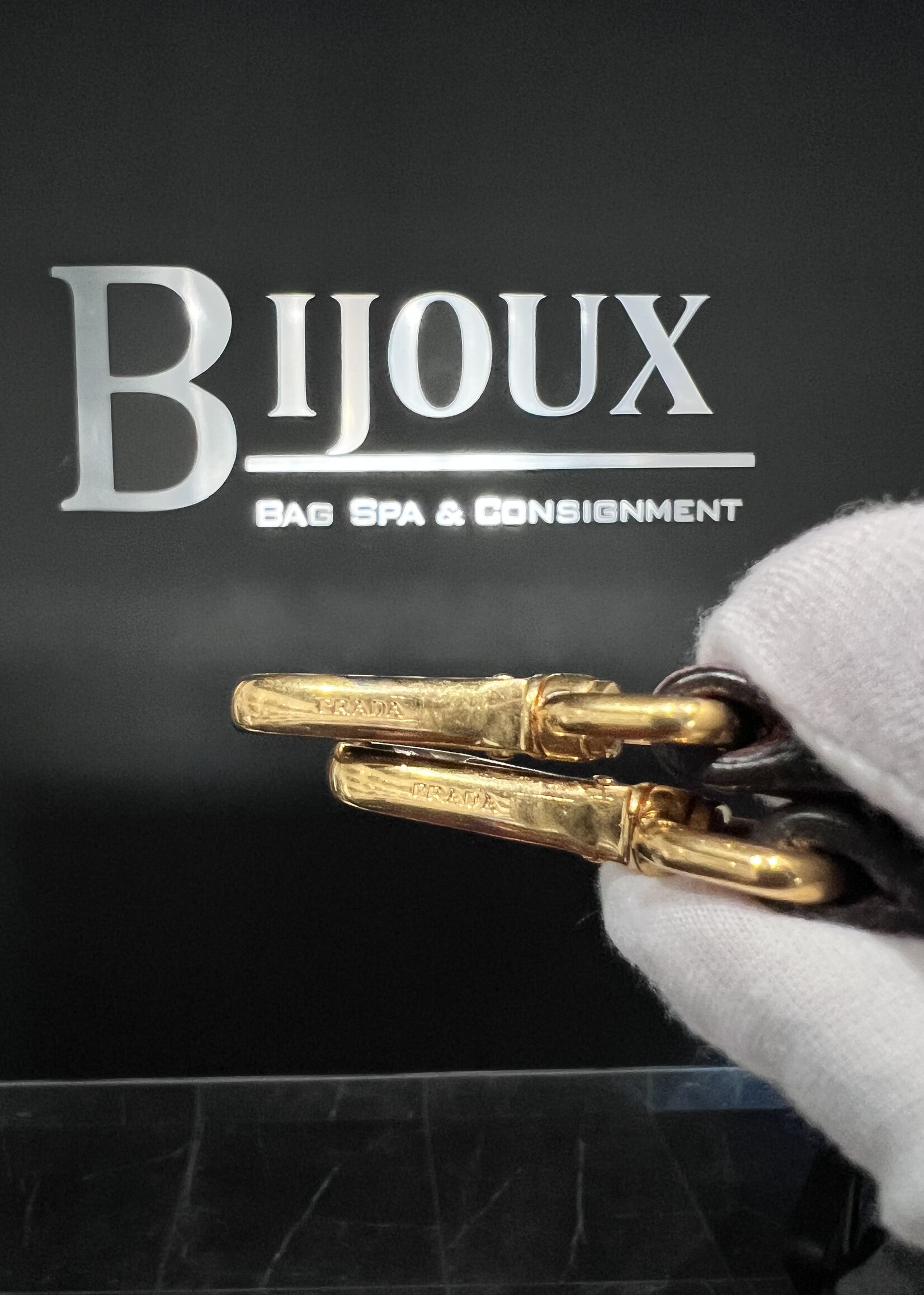 Prada SOLD- Prada Bauletto Amranto Saffiano Tessuto