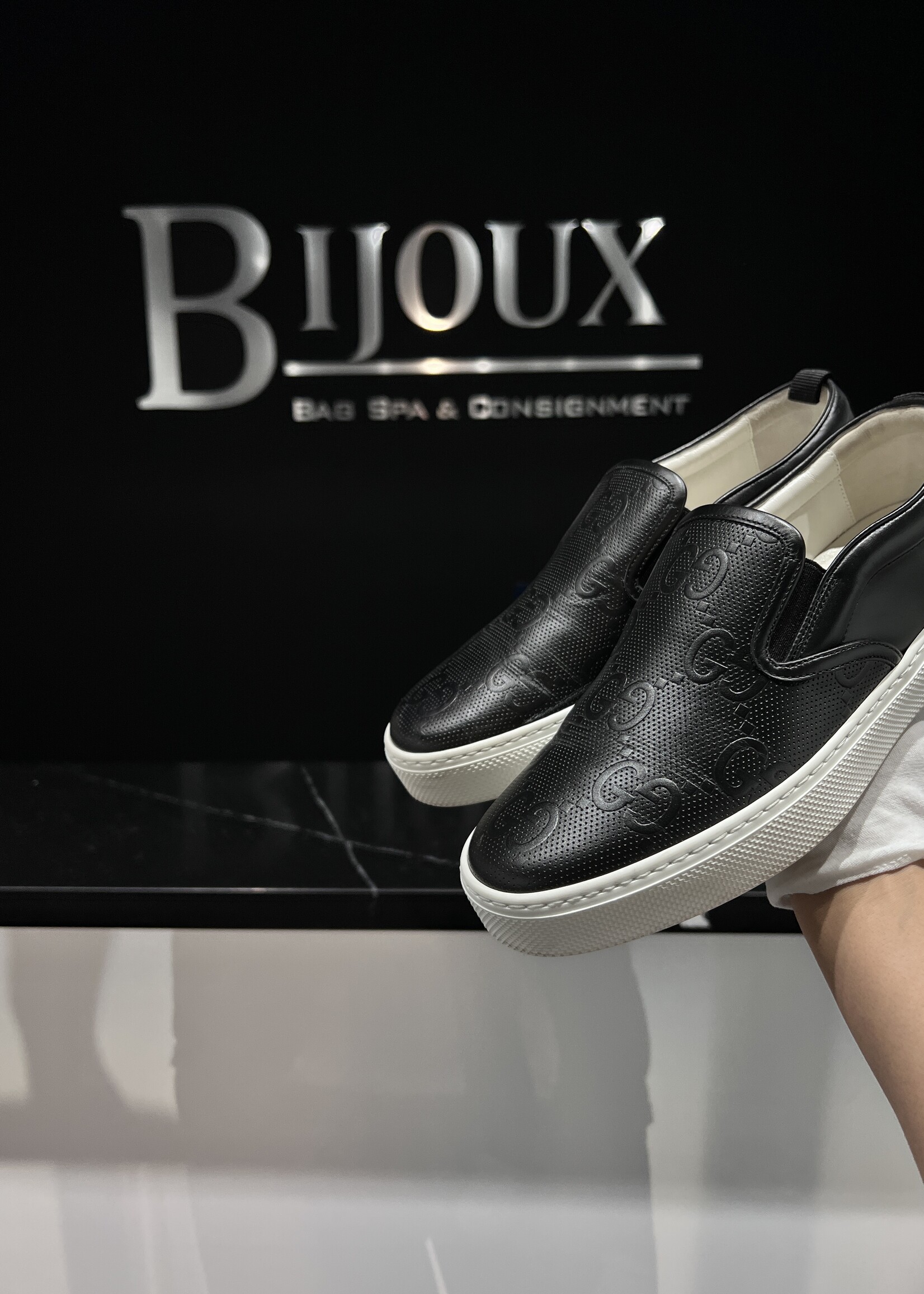 Gucci SOLD - Gucci GG Embossed Slip Ons- 7