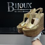 Prada Prada Gold Saffiano Leather Wedge - 38