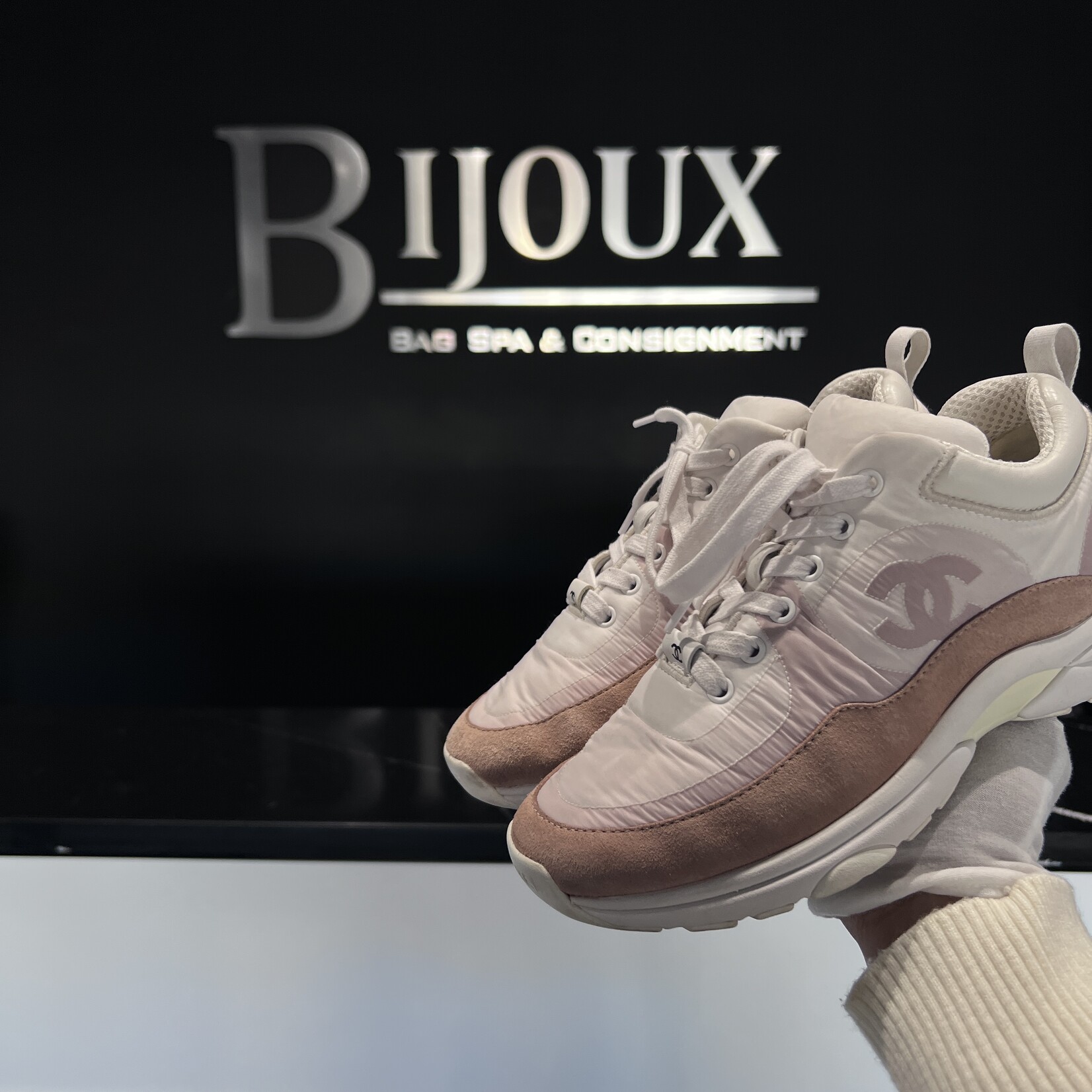 Chanel Chanel Nylon Suede CC Sneakers 36.5