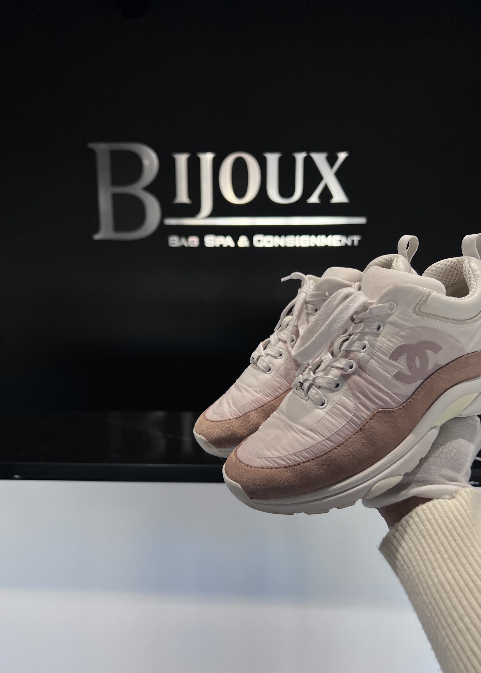 Chanel Chanel Nylon Suede CC Sneakers 36.5