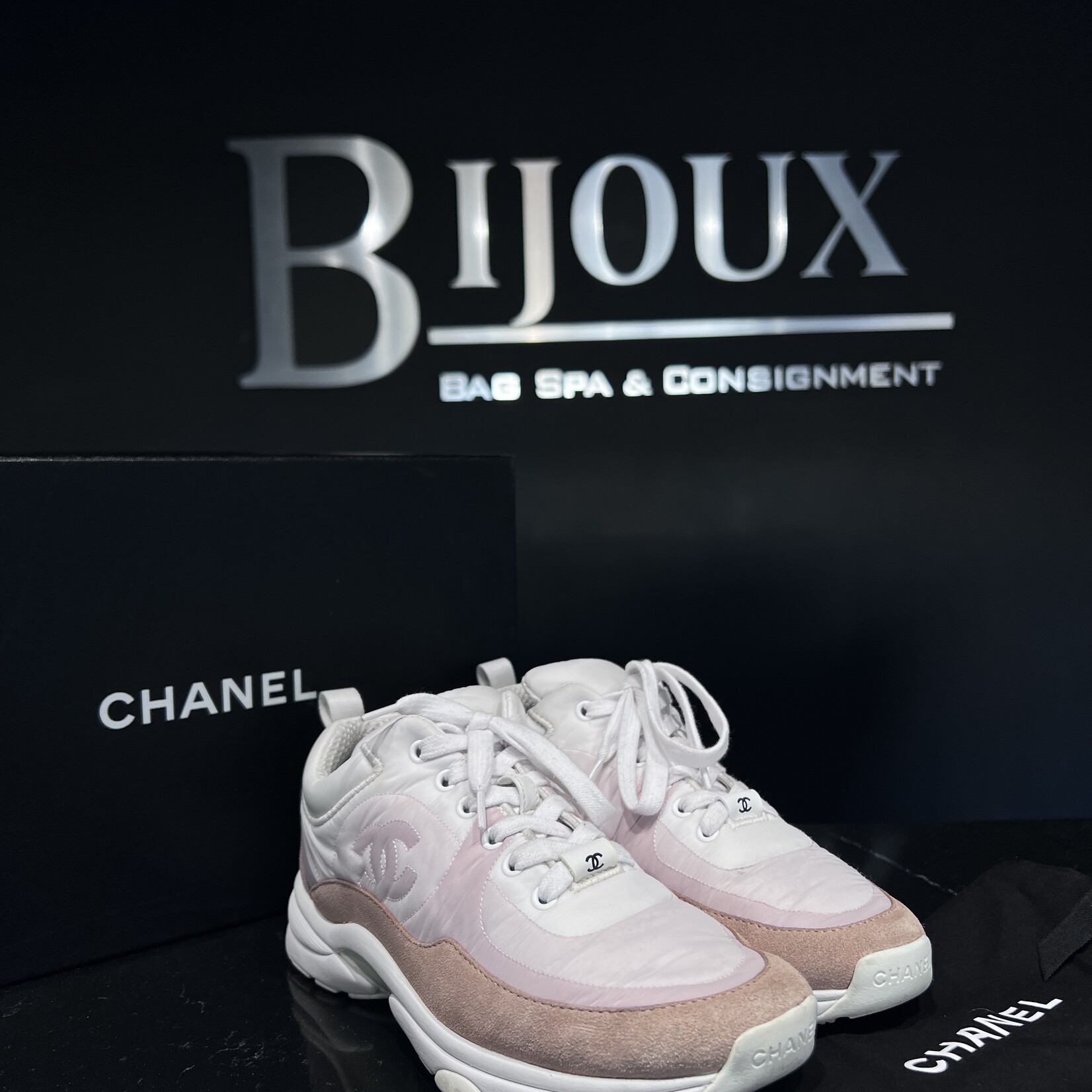 Chanel Chanel Nylon Suede CC Sneakers 36.5