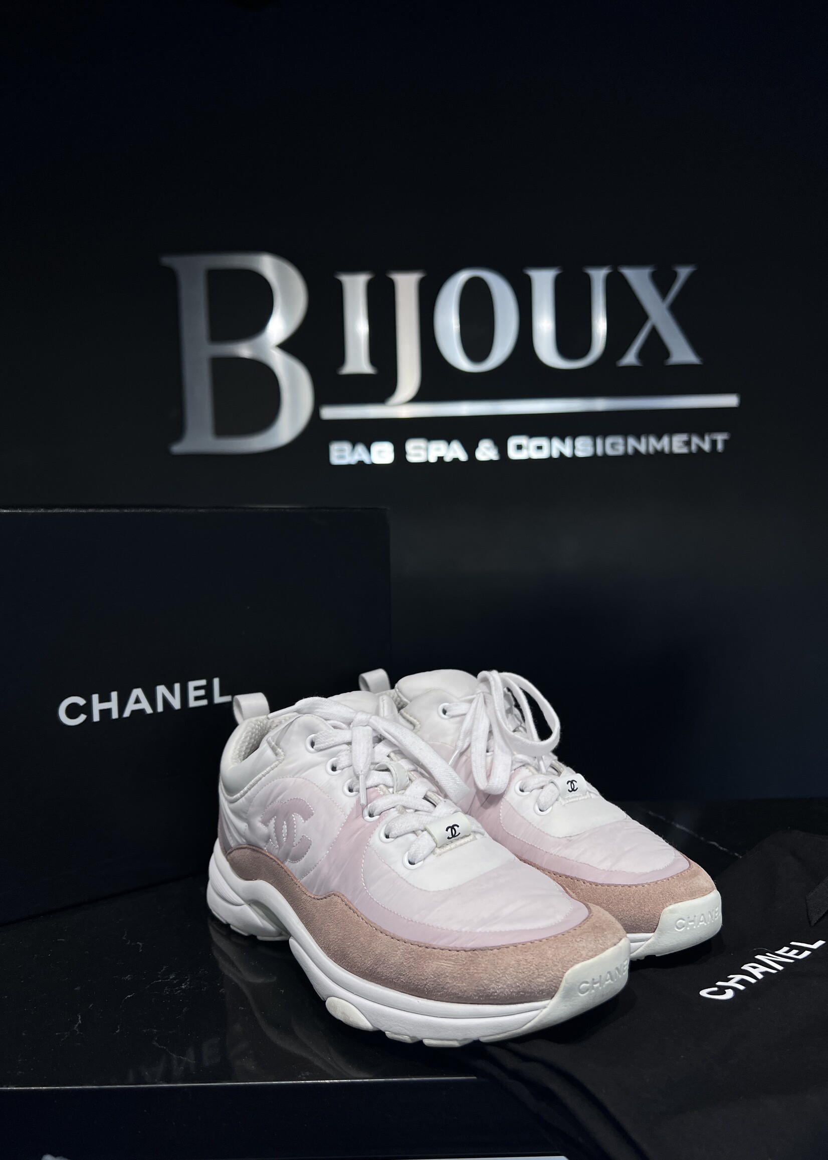 Chanel Chanel Nylon Suede CC Sneakers 36.5