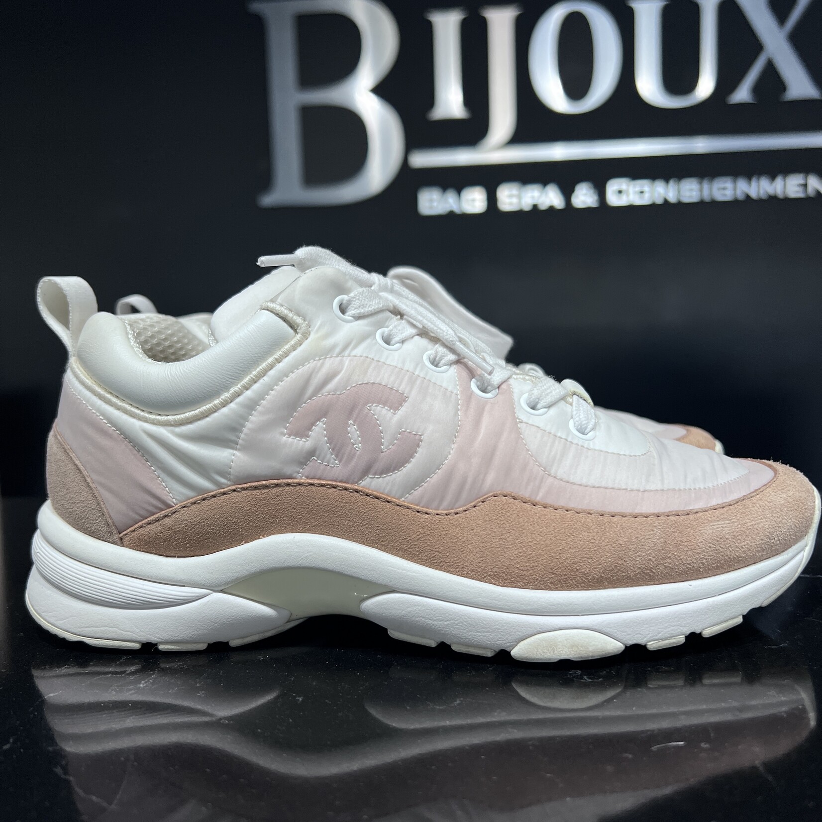 Chanel Chanel Nylon Suede CC Sneakers 36.5