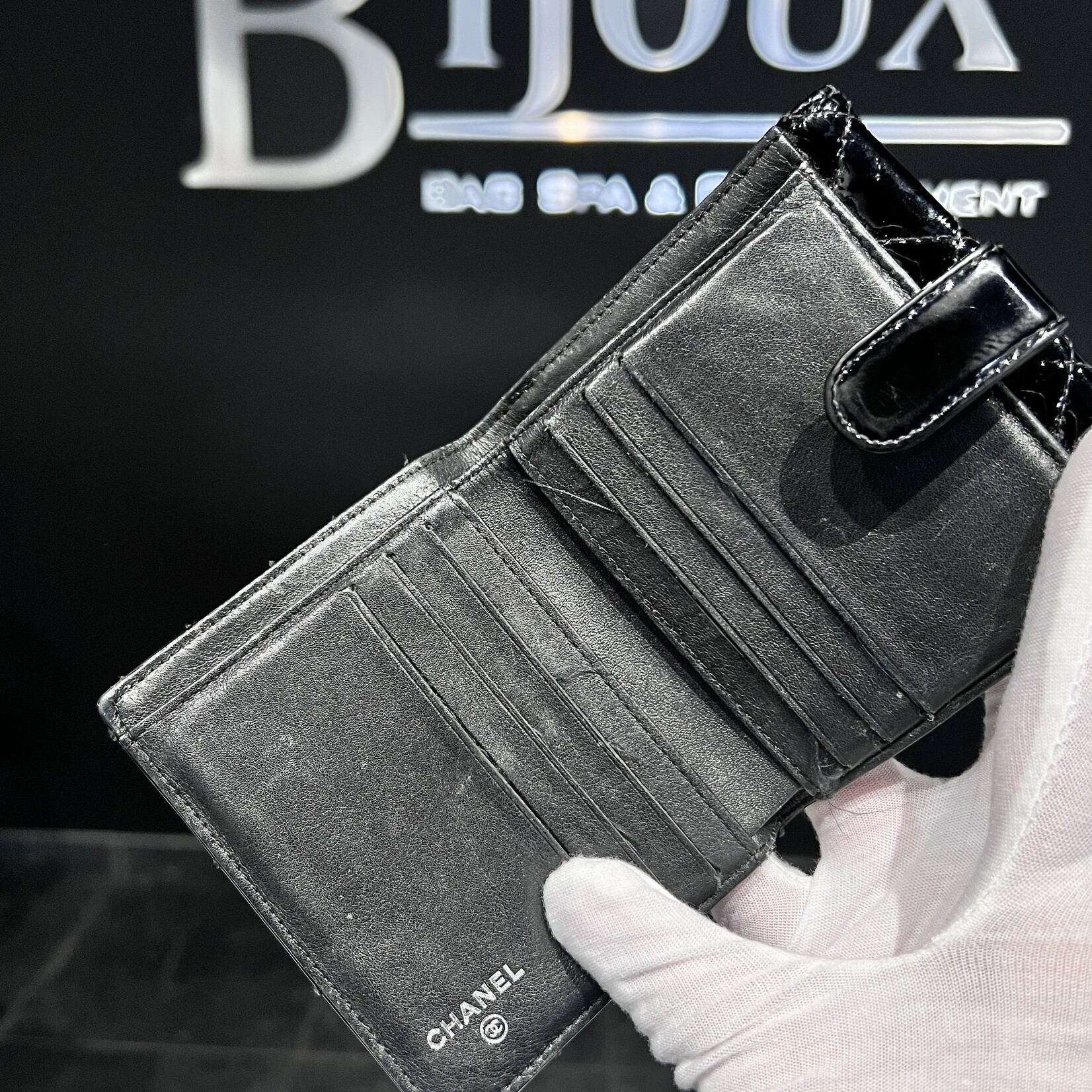 Chanel SOLD - Chanel Brillant Patent Wallet Black