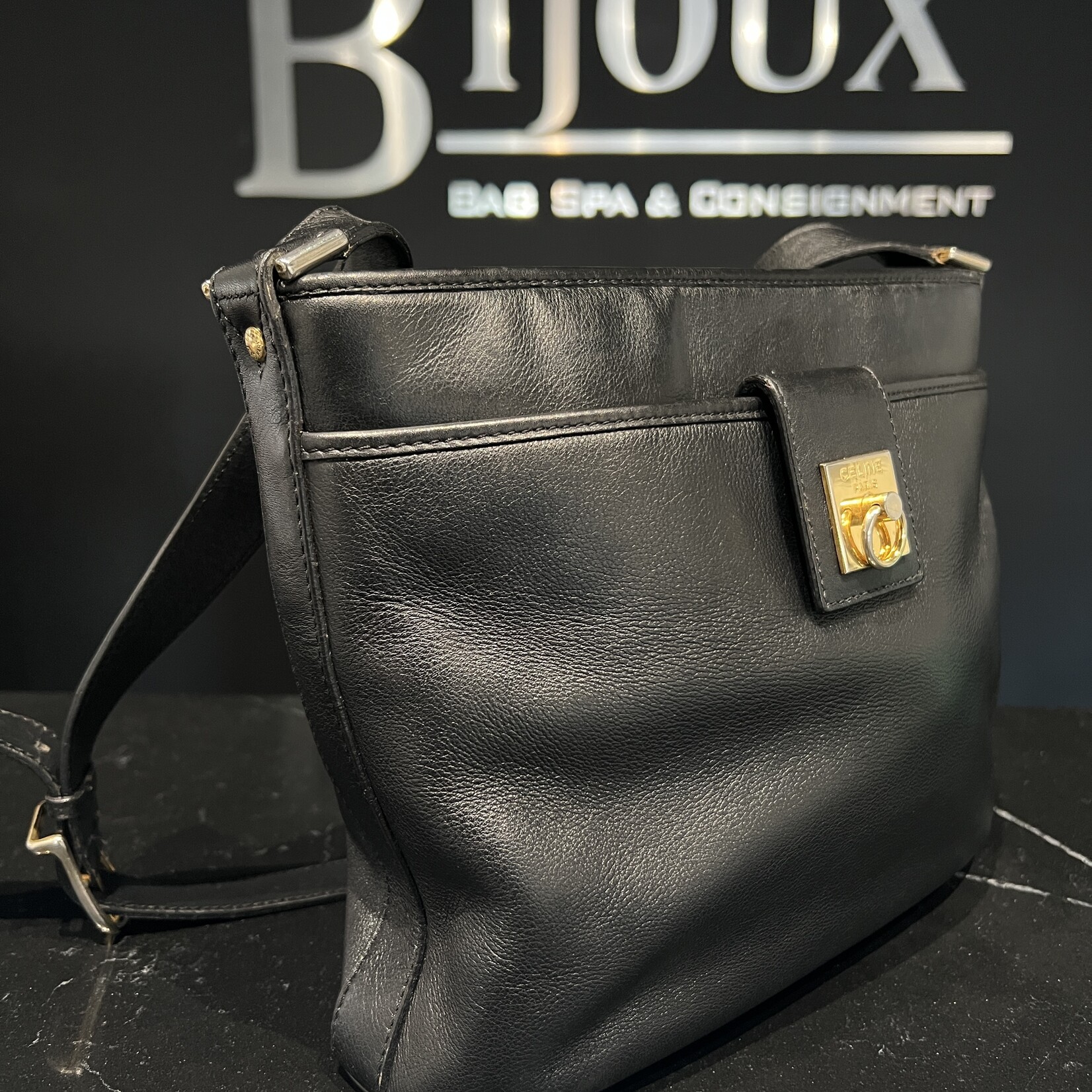 Celine SOLD- Celine Black Leather Bag