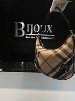 Burberry SOLD - Burberry Supernova Check Buckle Hobo Black