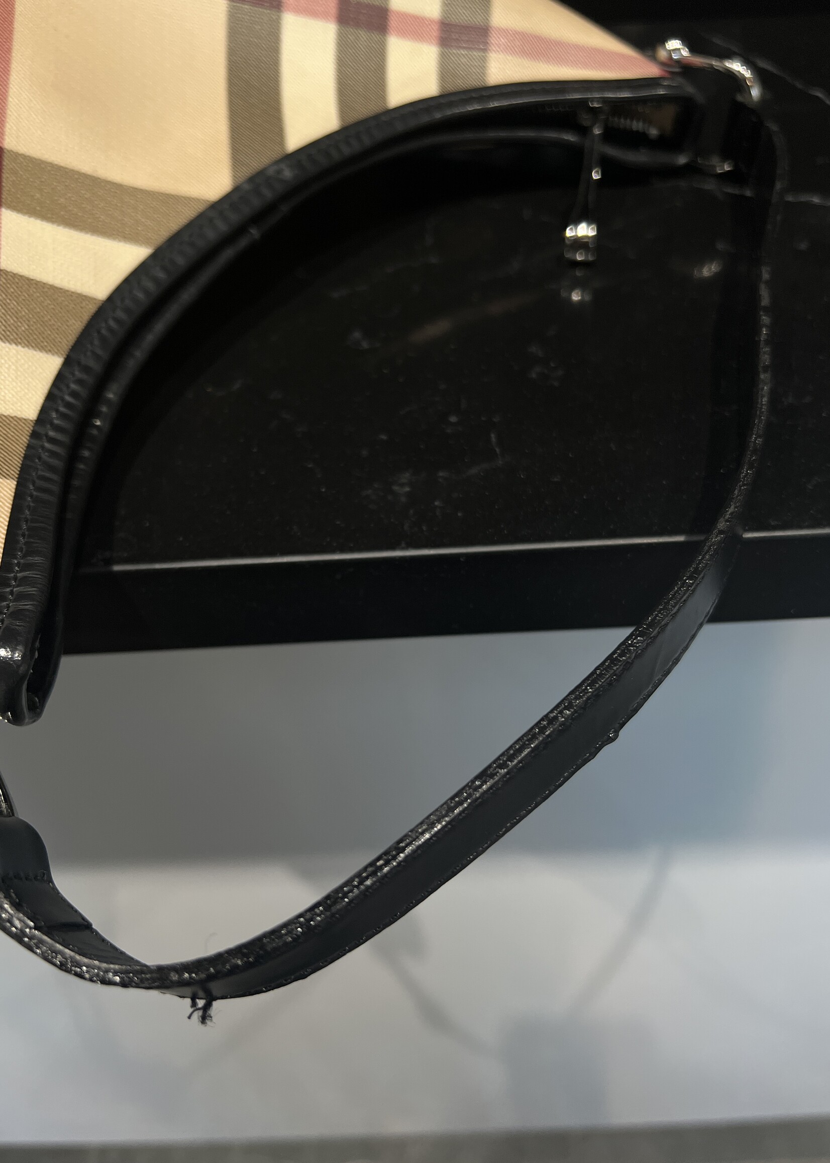 Burberry SOLD- Burberry Supernova Check Buckle Hobo Black