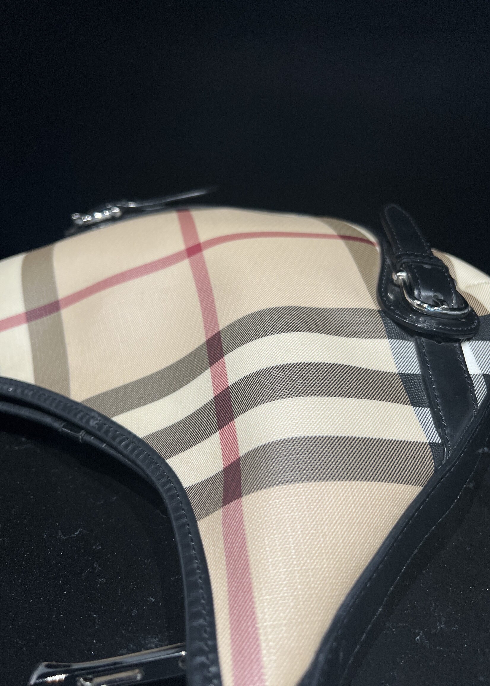 Burberry SOLD- Burberry Supernova Check Buckle Hobo Black