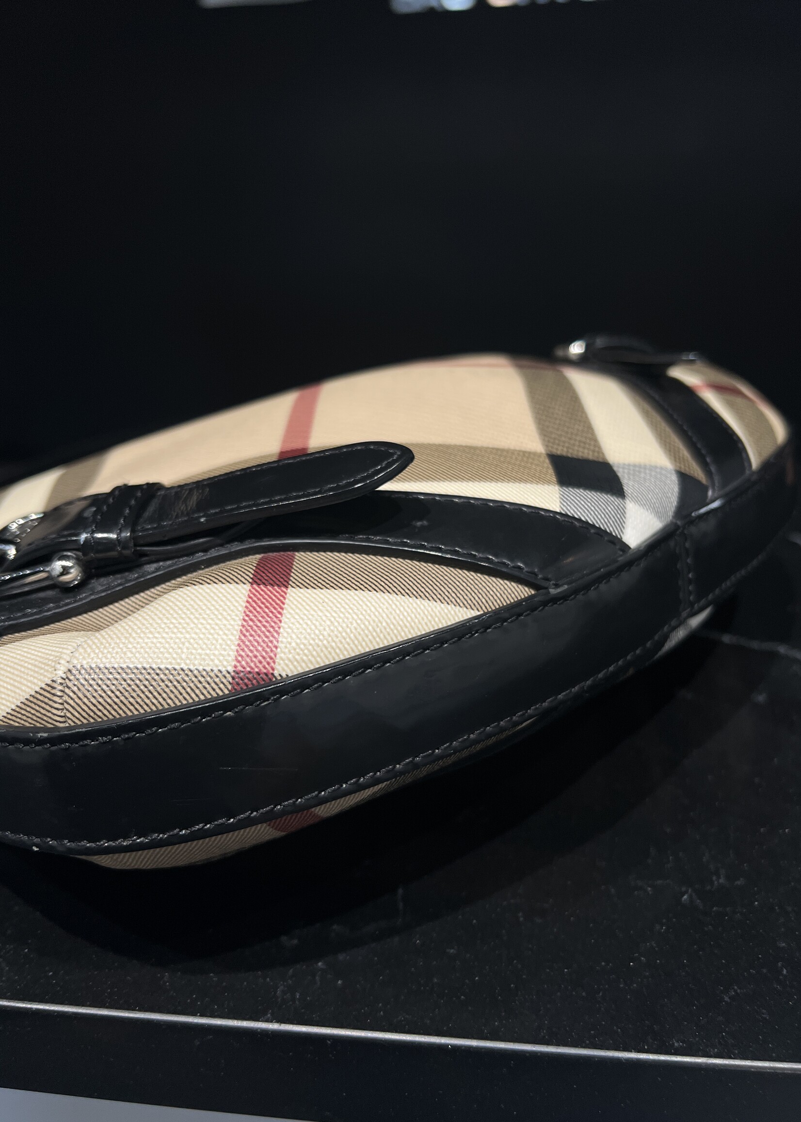 Burberry SOLD- Burberry Supernova Check Buckle Hobo Black
