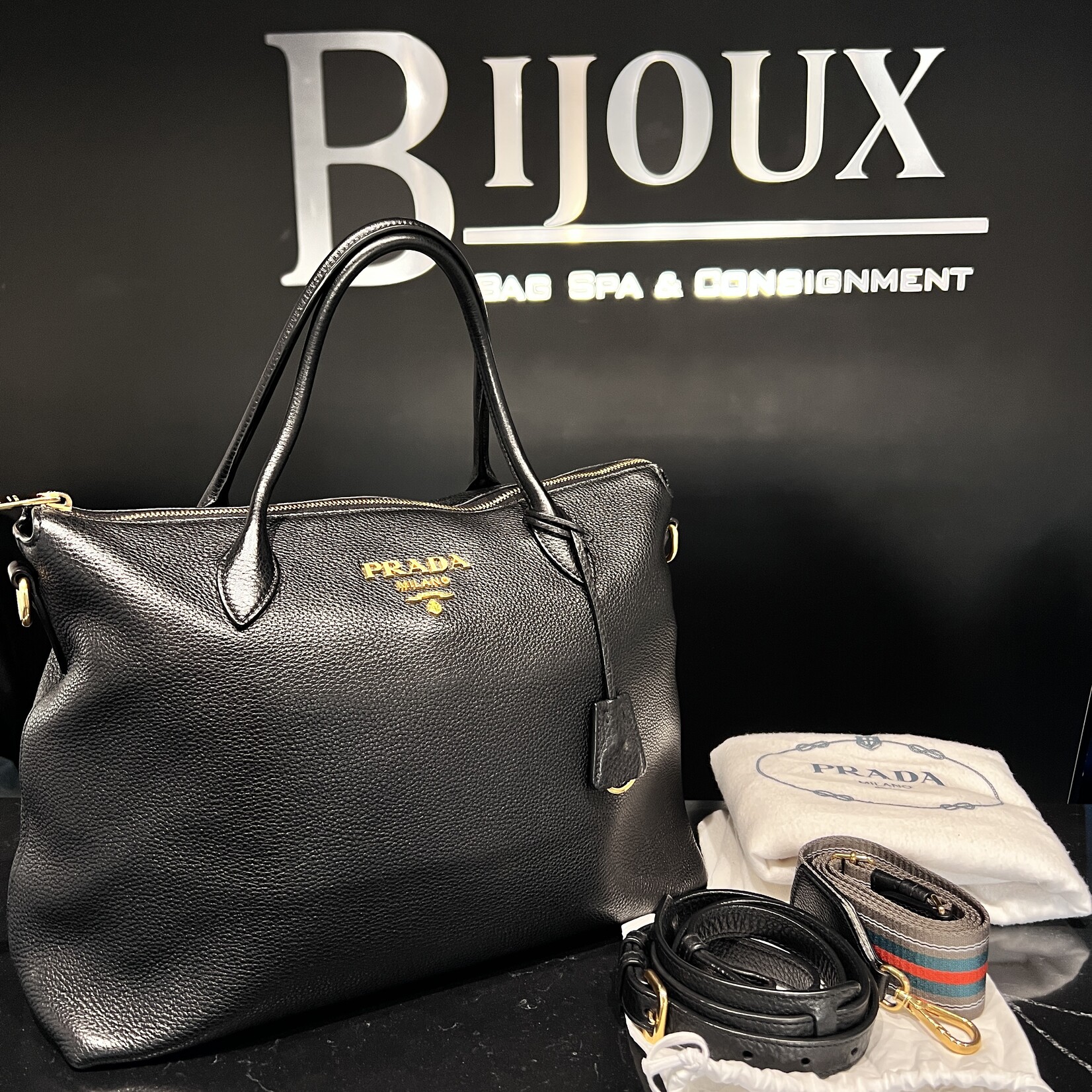 Prada Prada Pebbled Handbag