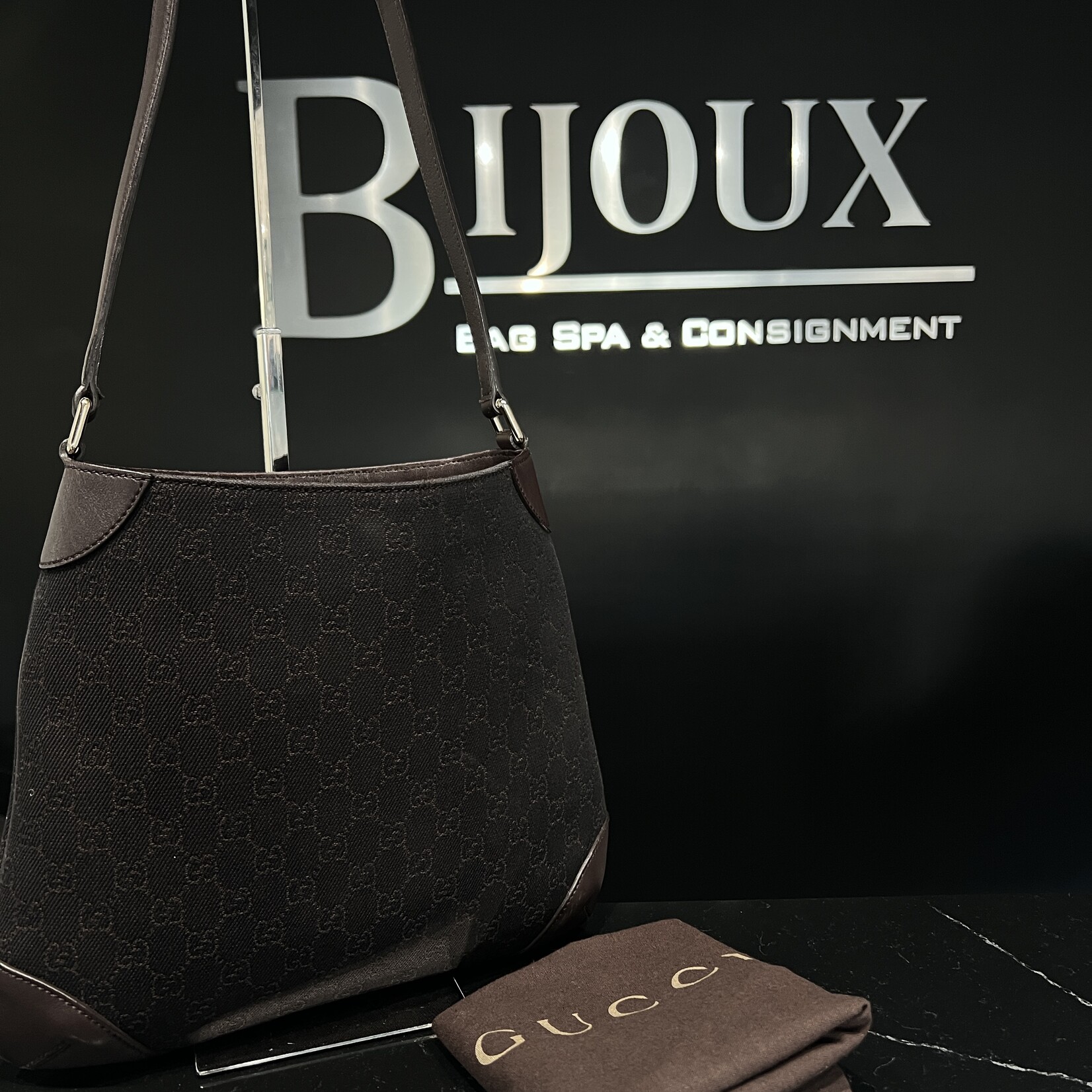 Gucci Gucci Hobo Denim Brown Tote