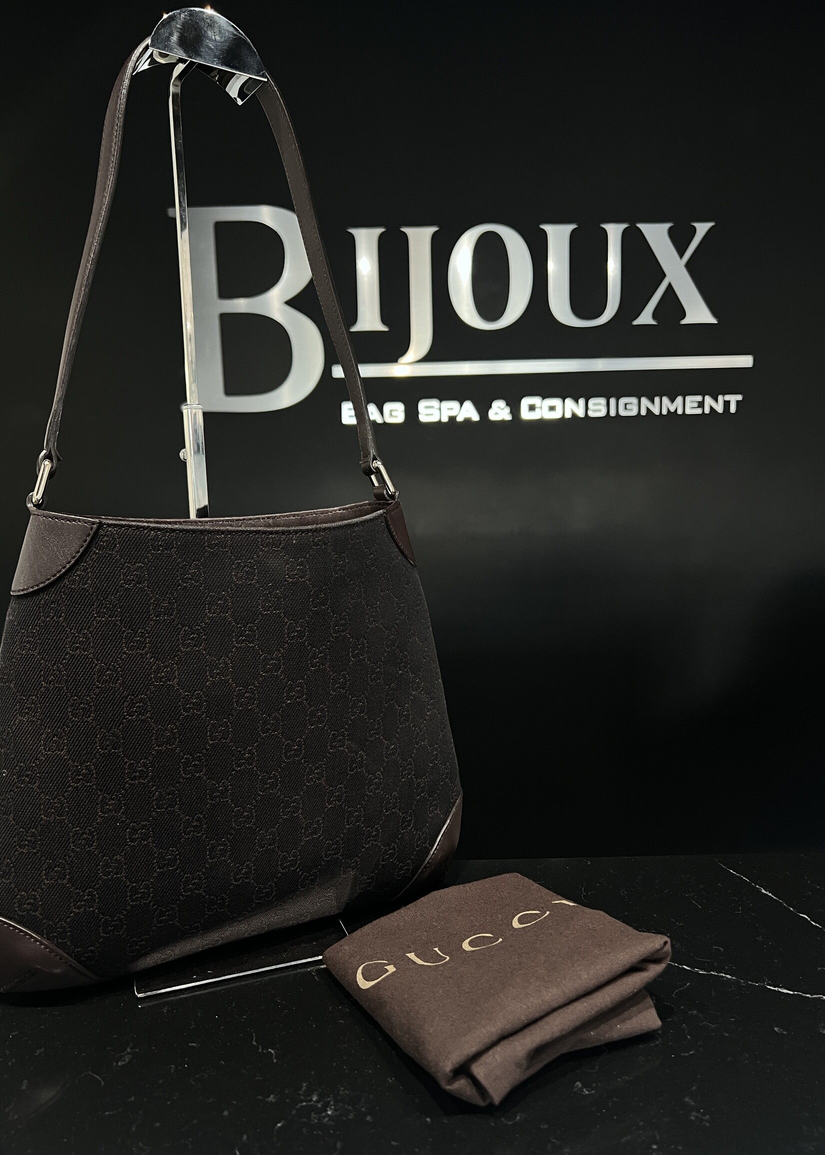 Gucci Gucci Hobo Denim Brown Tote