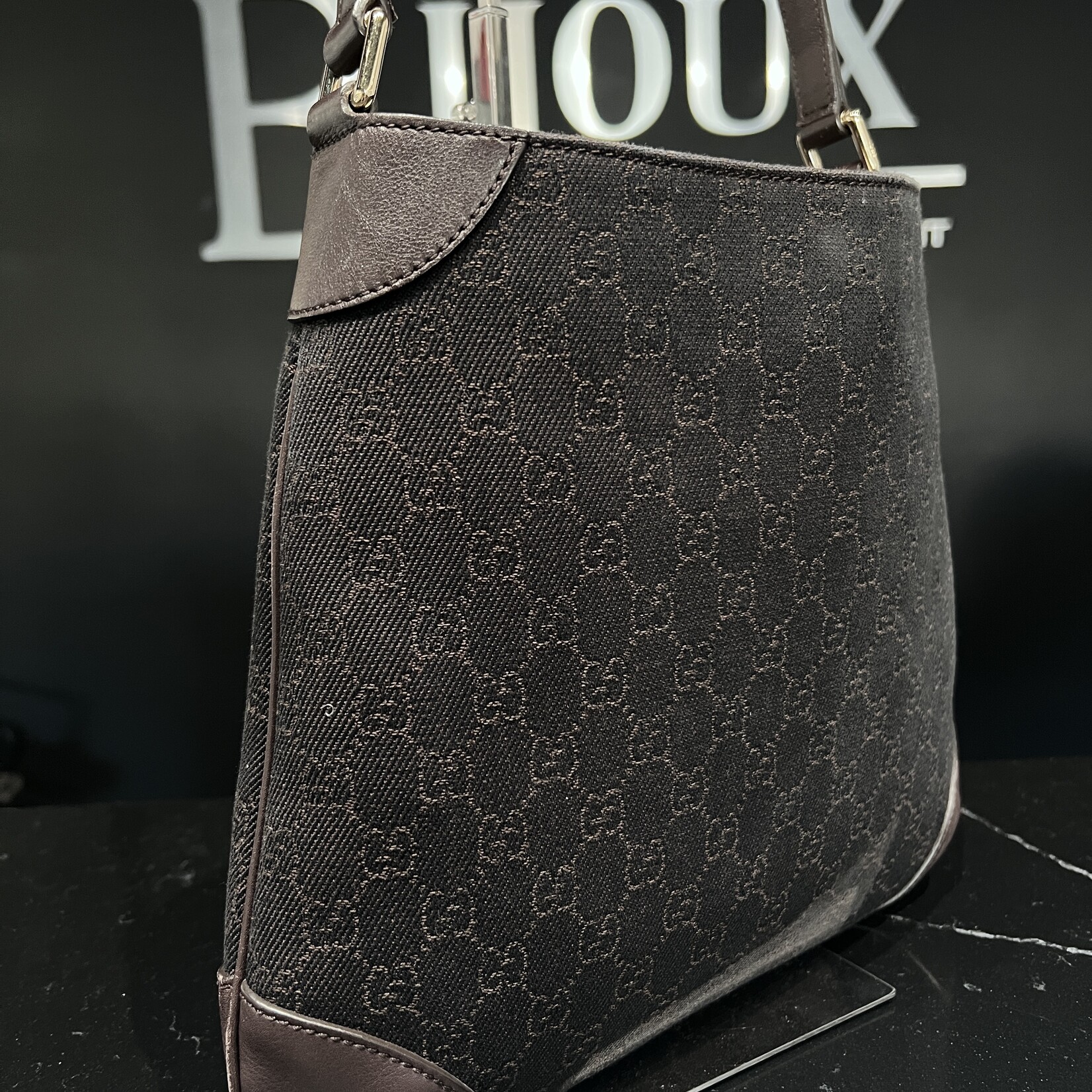 Gucci Gucci Hobo Denim Brown Tote
