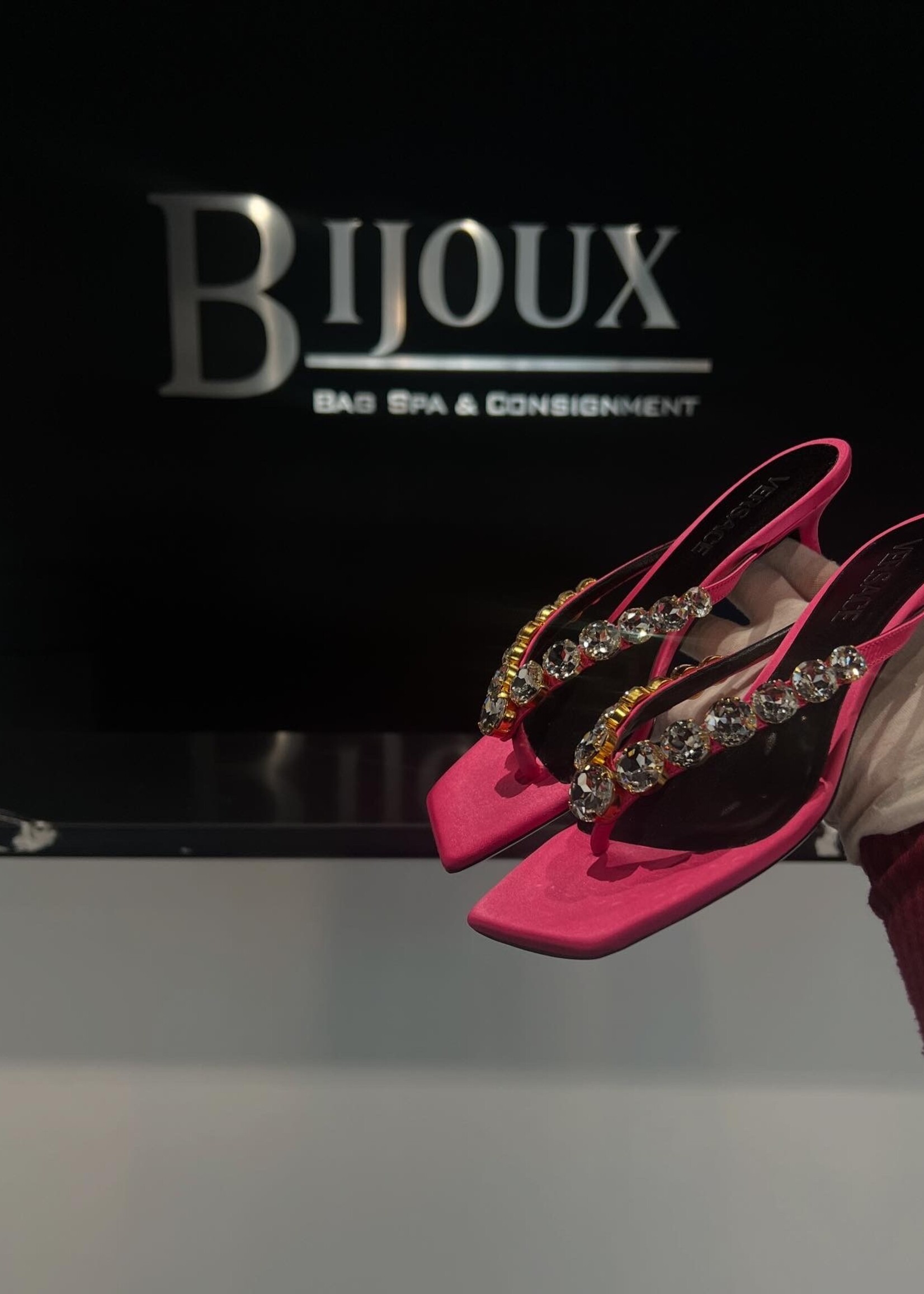 Versace SOLD - Versace Crystal Heels Sandal 38