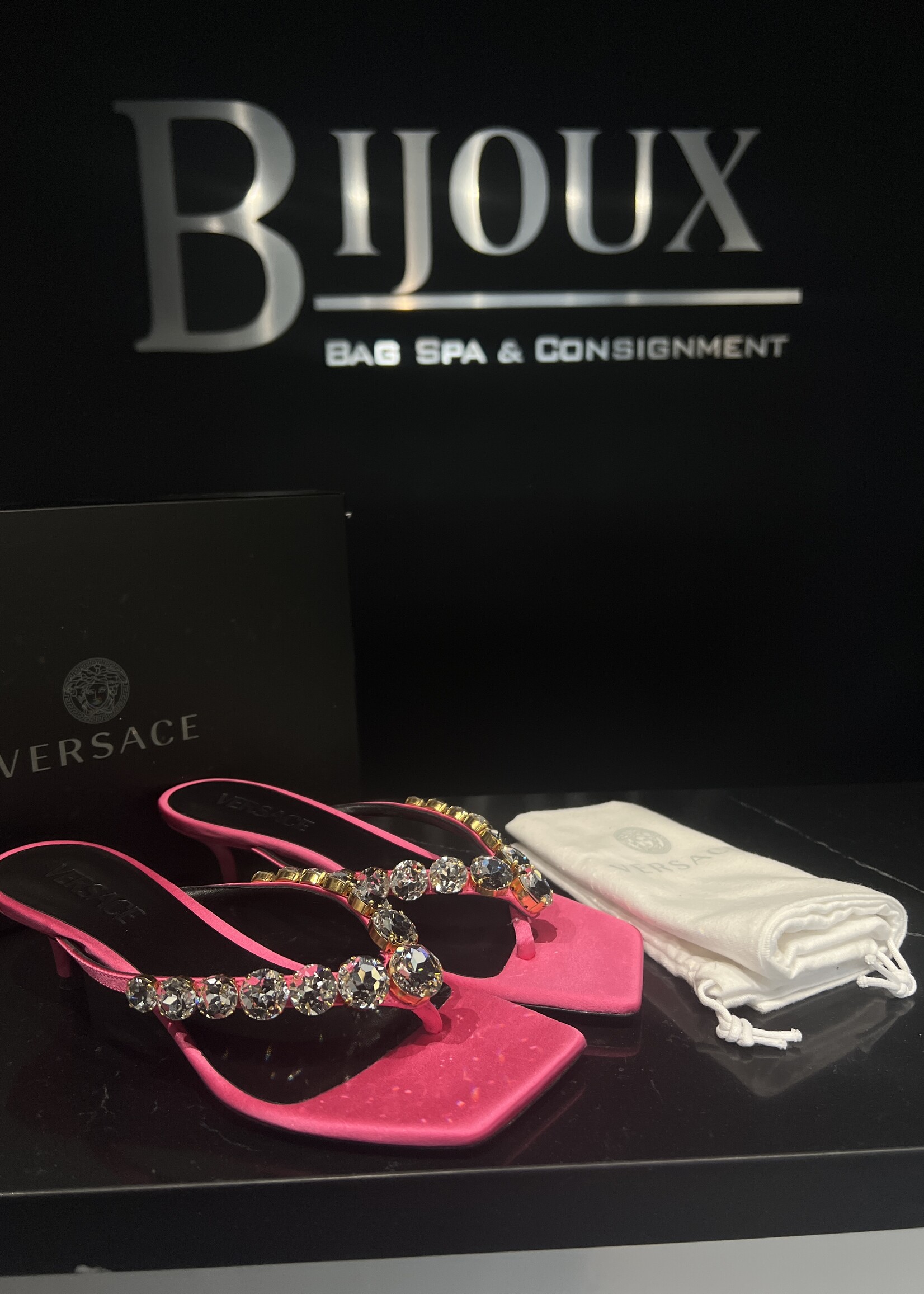 Versace SOLD - Versace Crystal Heels Sandal 38