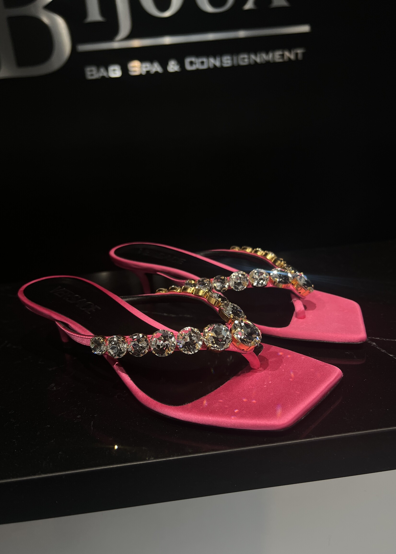 Versace SOLD - Versace Crystal Heels Sandal 38