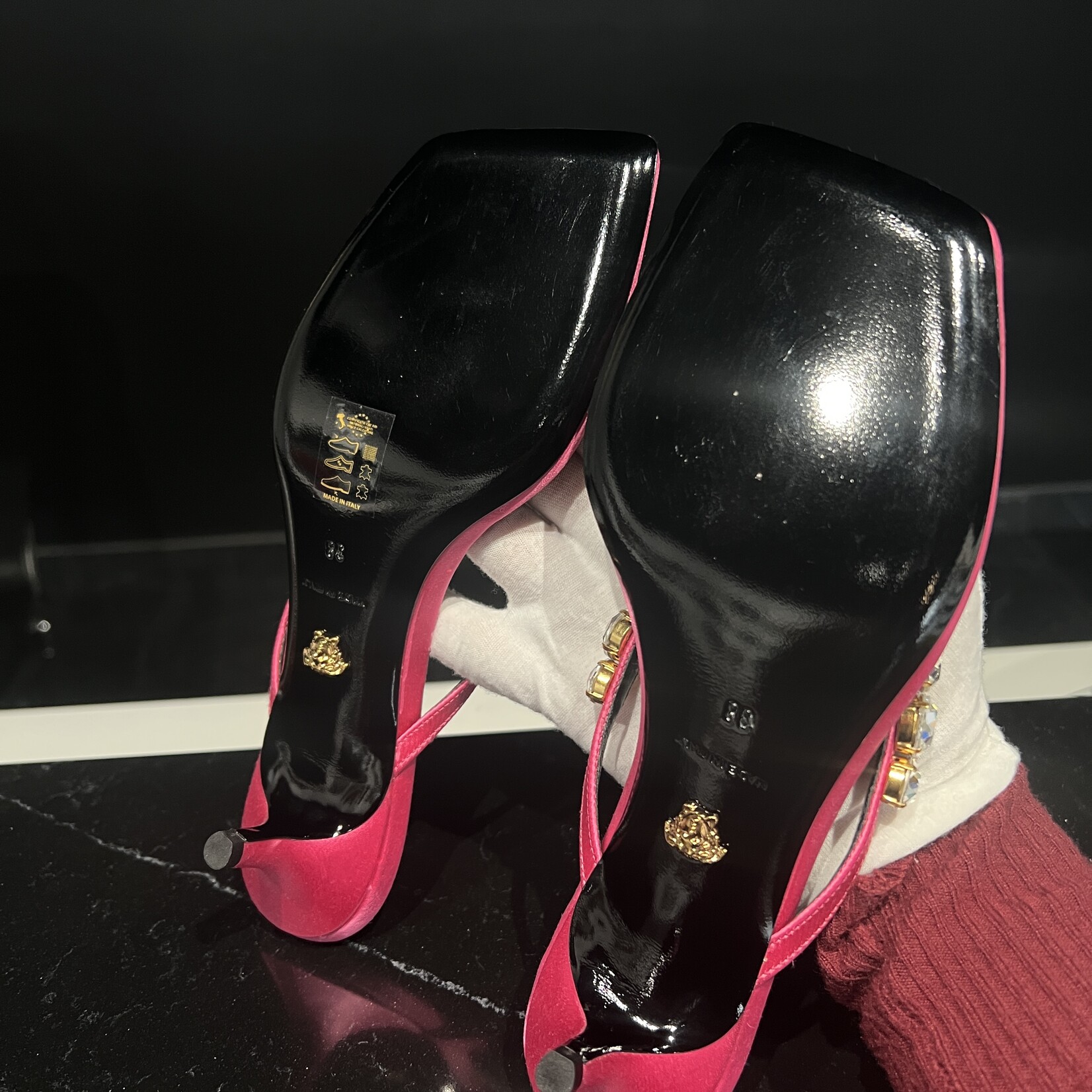 Versace SOLD - Versace Crystal Heels Sandal 38