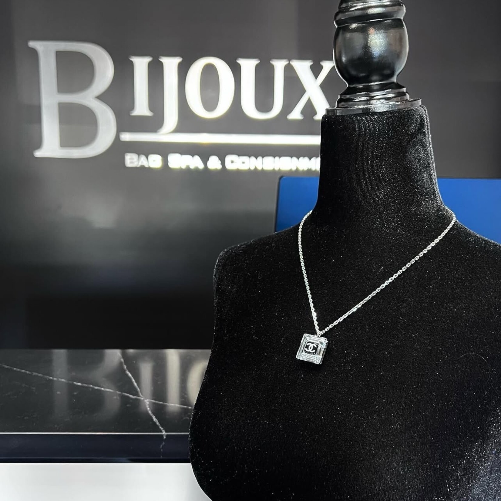 Chanel SOLD - Chanel Square Pendant Necklace
