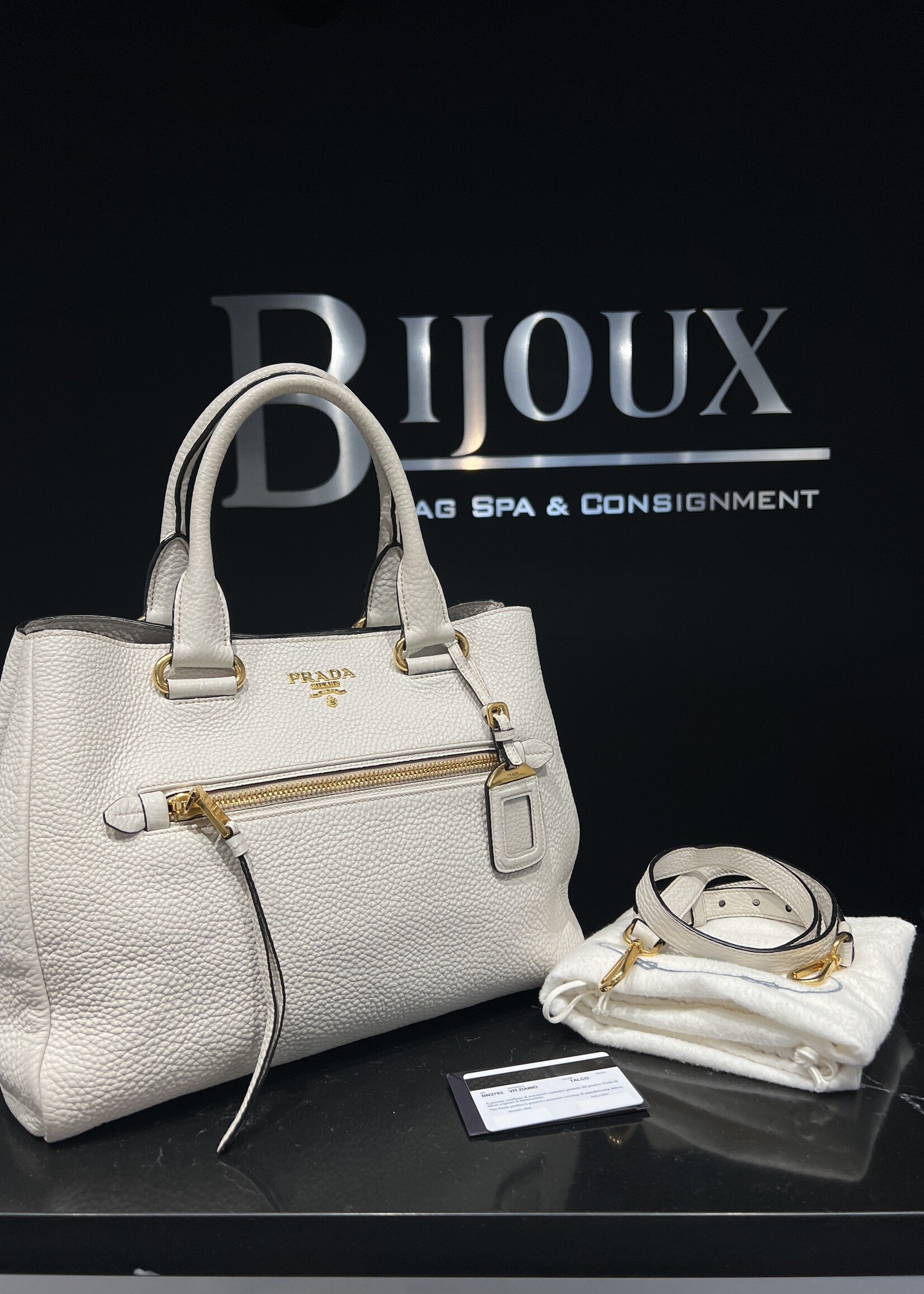 Prada SOLD - Prada  Daino Shopping Tote White