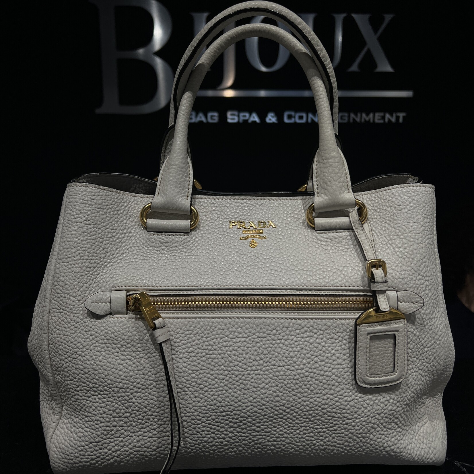 Prada SOLD - Prada  Daino Shopping Tote White