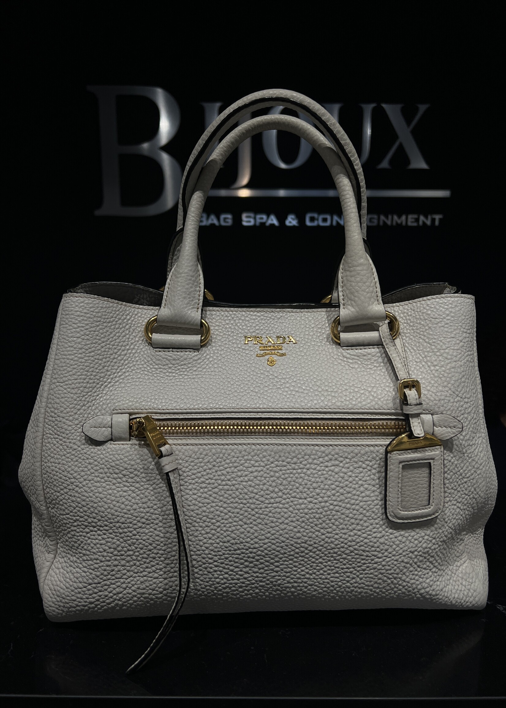 Prada SOLD - Prada  Daino Shopping Tote White