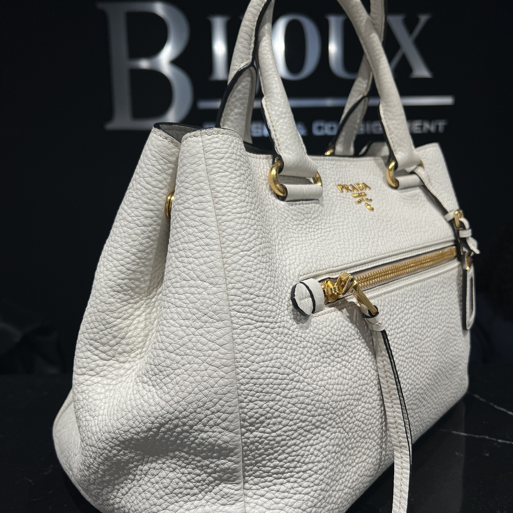 Prada SOLD - Prada  Daino Shopping Tote White