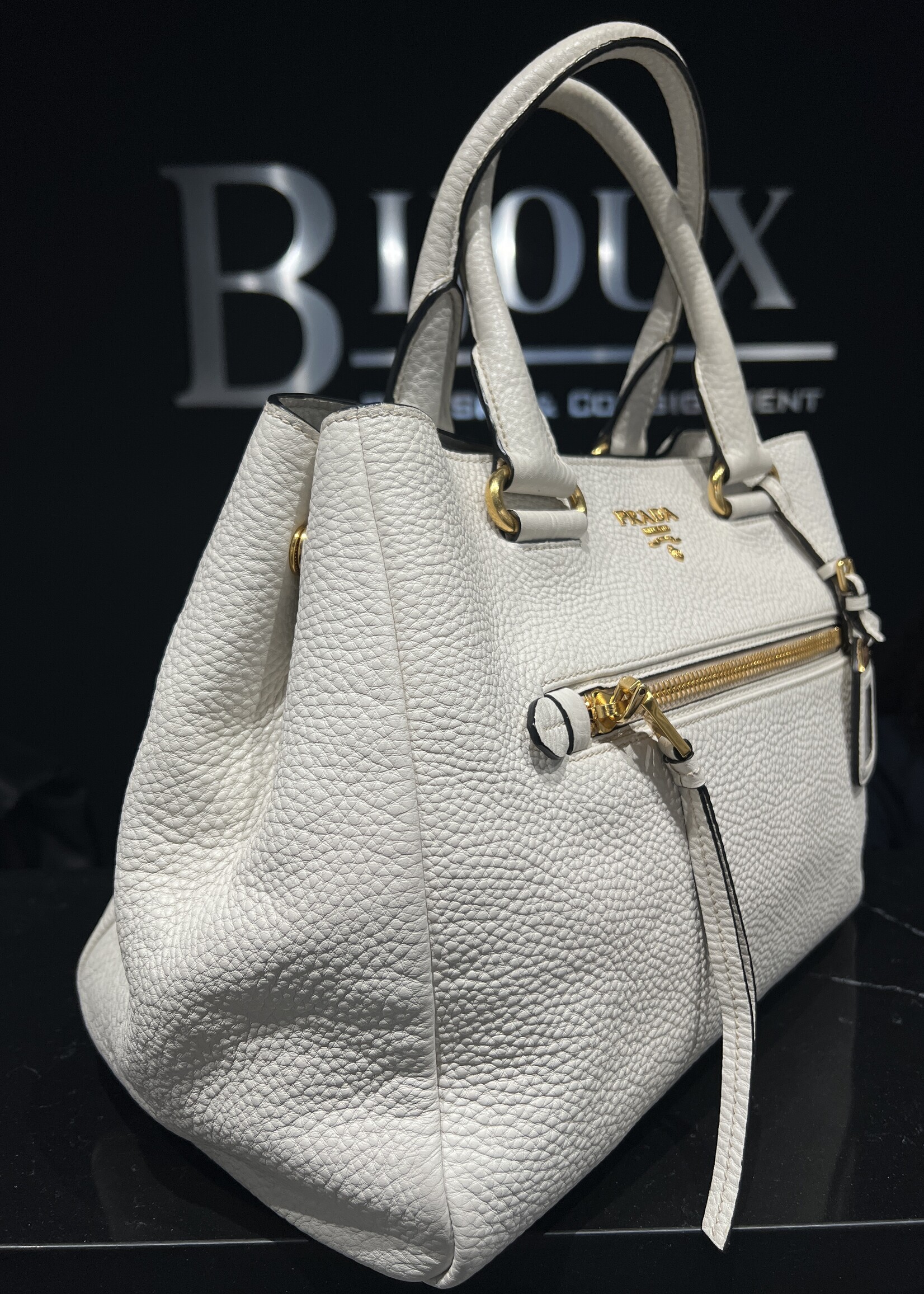 Prada SOLD - Prada  Daino Shopping Tote White