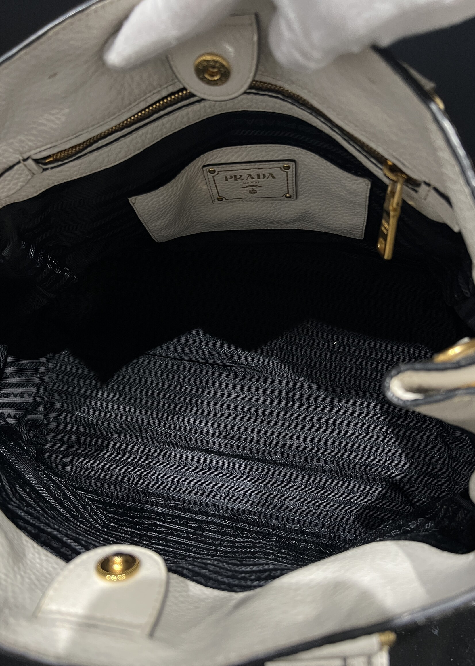 Prada SOLD - Prada  Daino Shopping Tote White