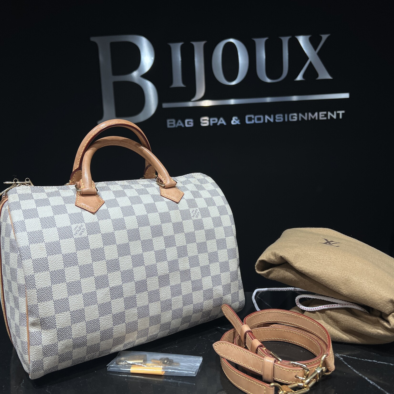 Louis Vuitton SOLD - Louis Vuitton Speedy 30 Bandouliere Damier Azur