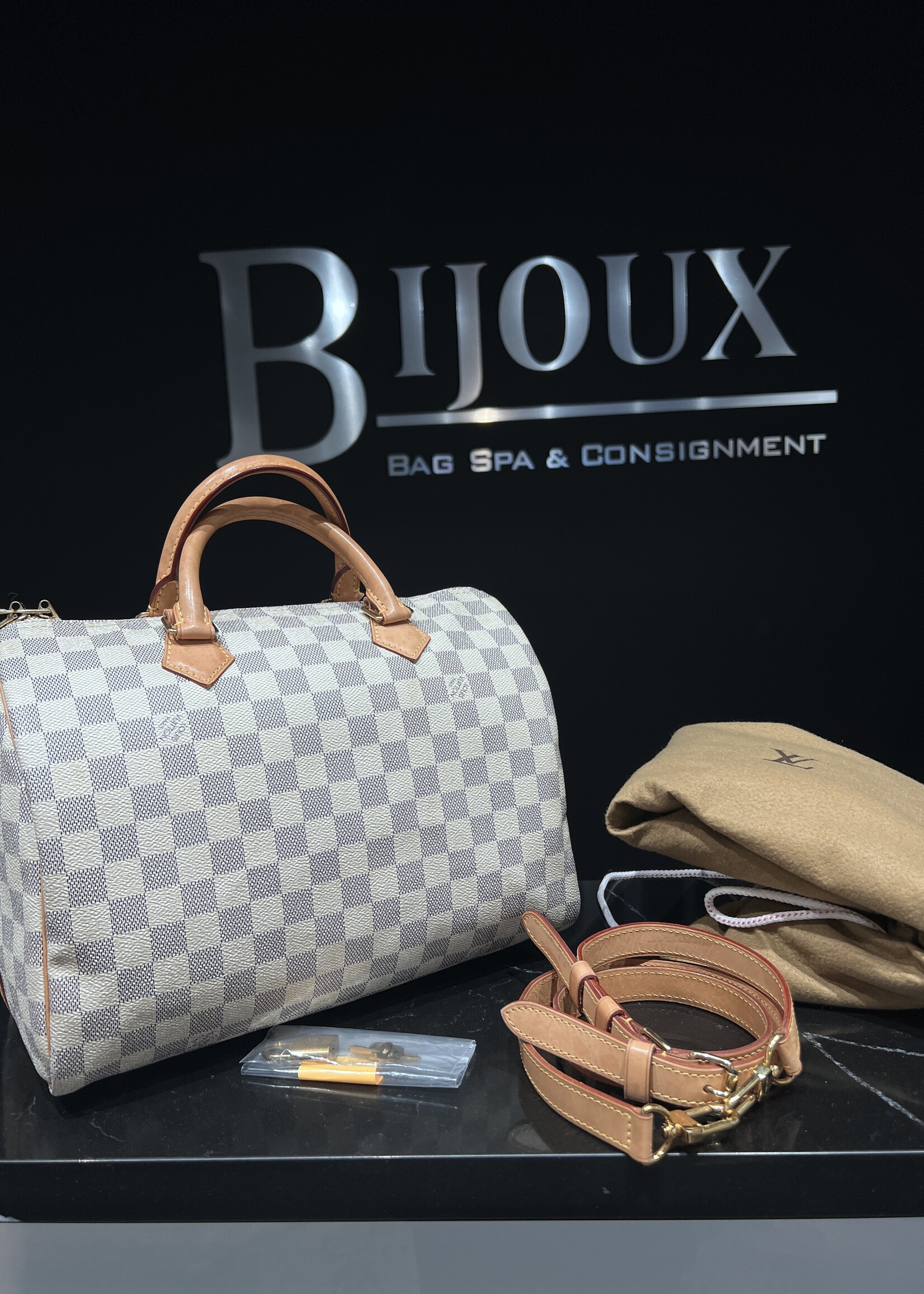 Louis Vuitton SOLD - Louis Vuitton Speedy 30 Bandouliere Damier Azur