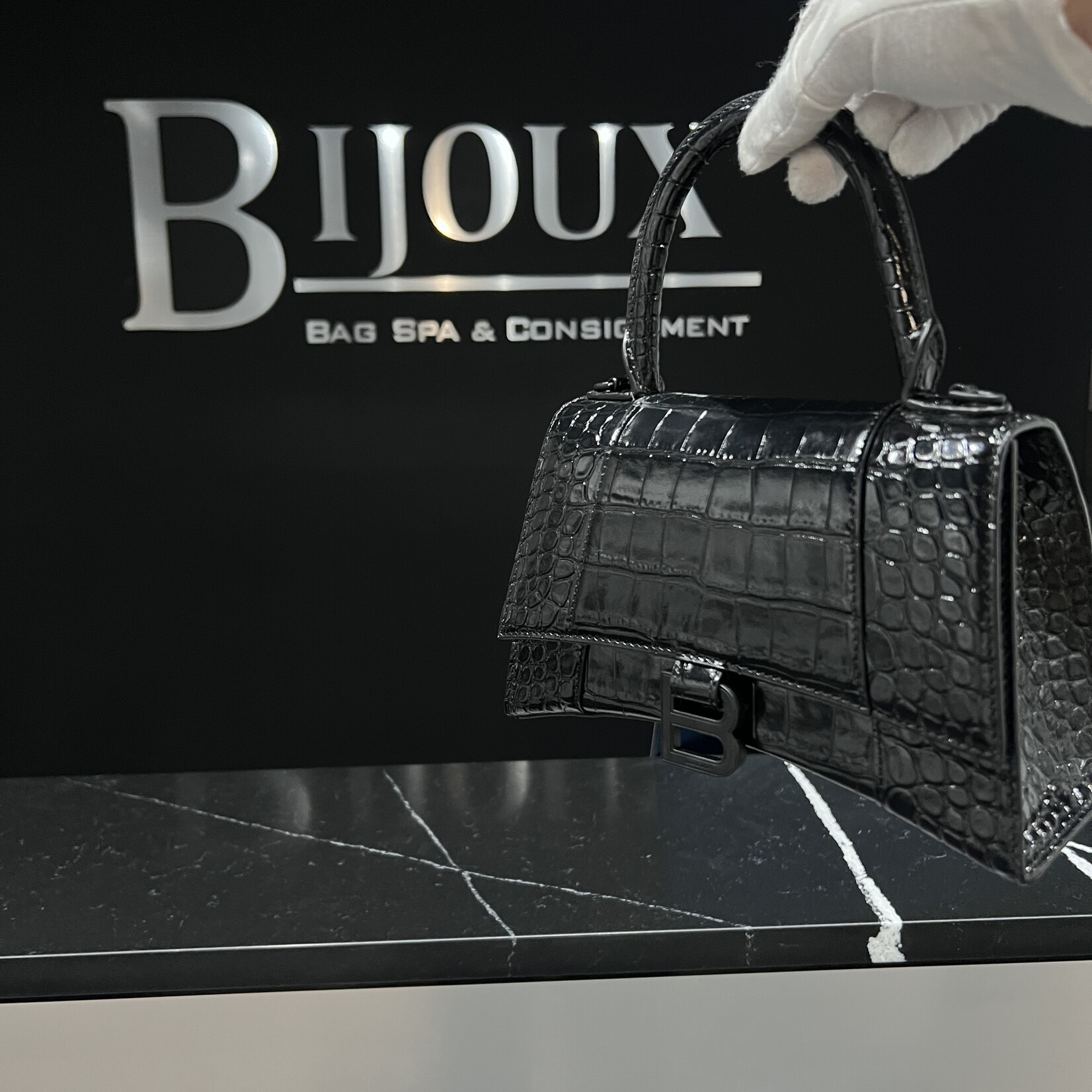 Balenciaga SOLD- Balenciaga Hourglass Black Croc