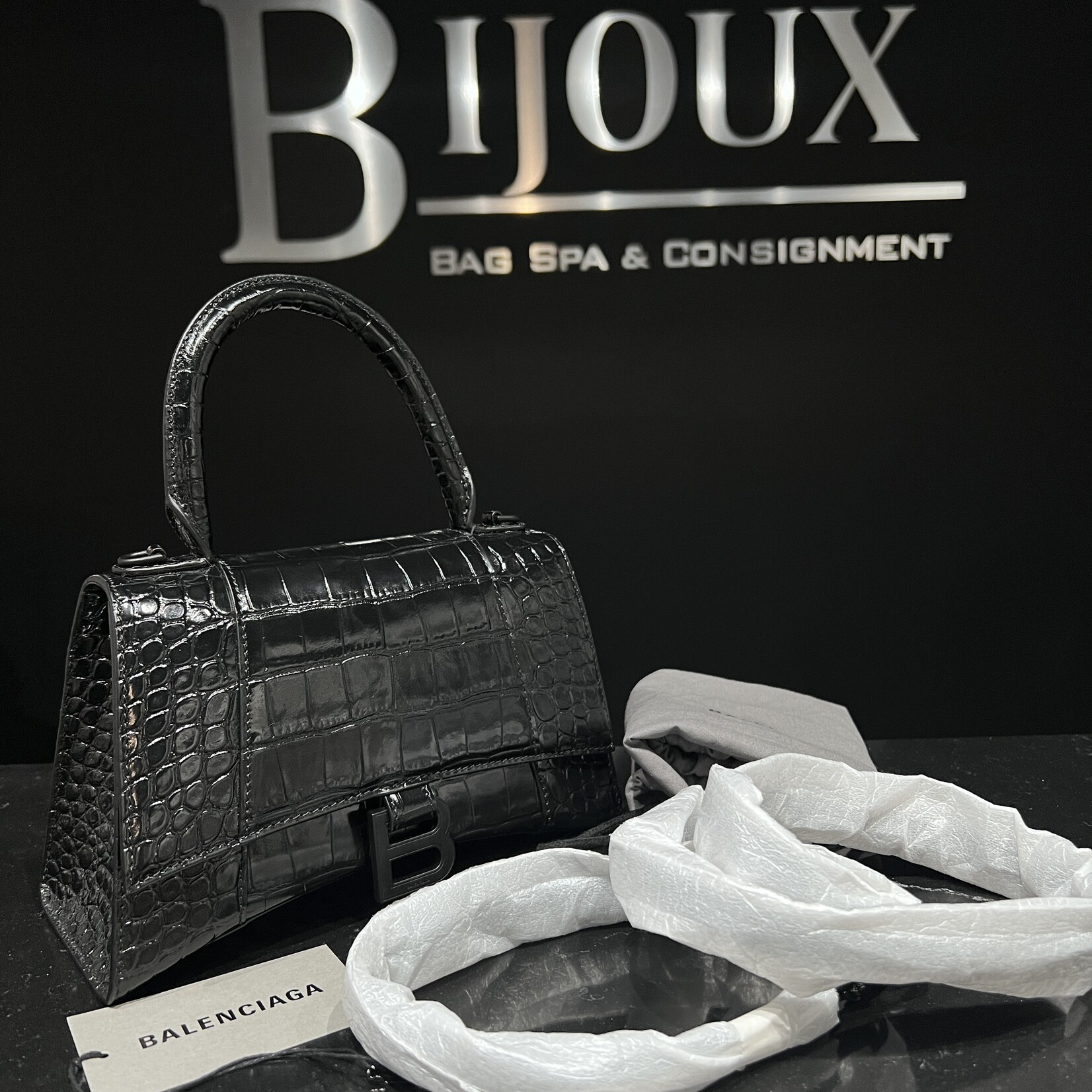 Balenciaga SOLD- Balenciaga Hourglass Black Croc